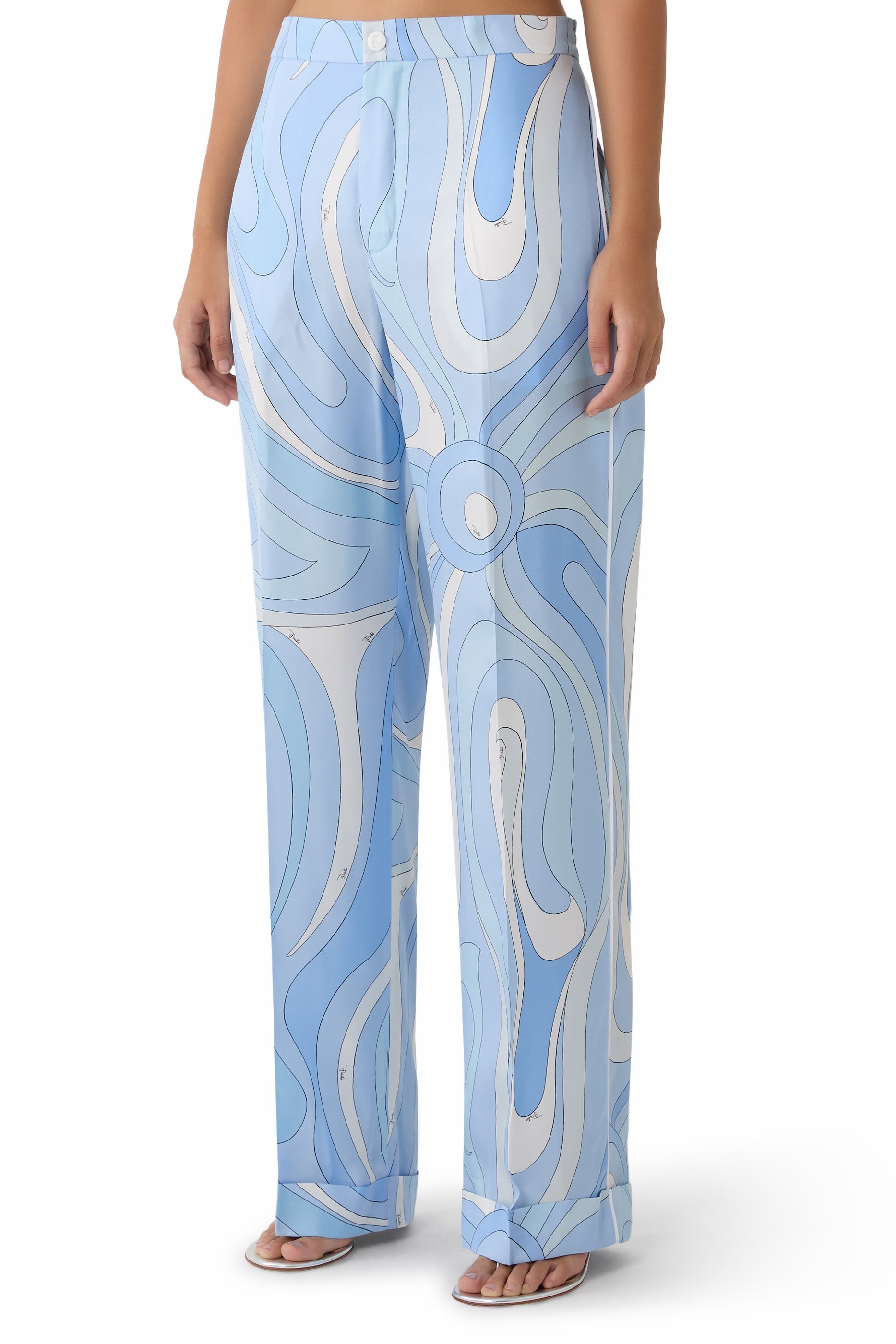 Marmo Print Silk Pants