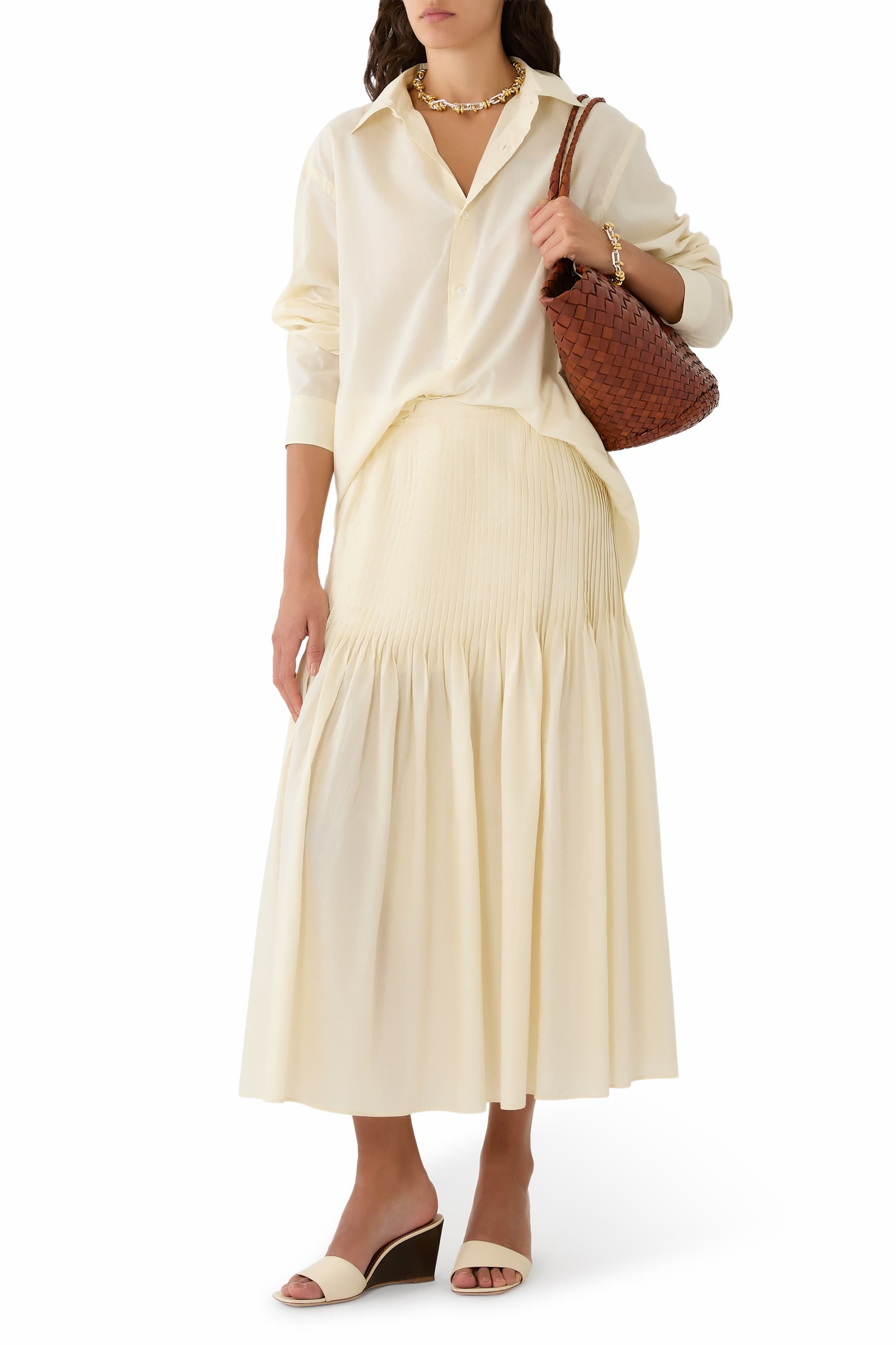 Super Fine Cotton Lawn Pin-Tuck Skirt