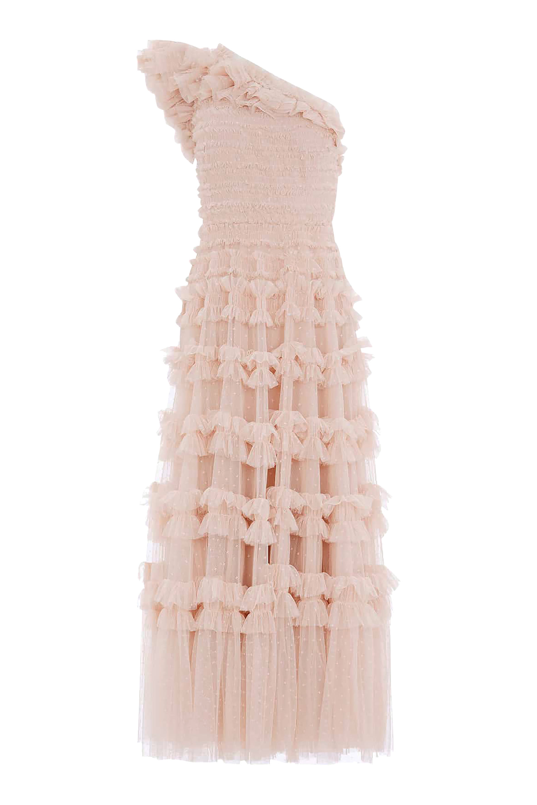 Lisette Ruffle One-Shoulder Gown