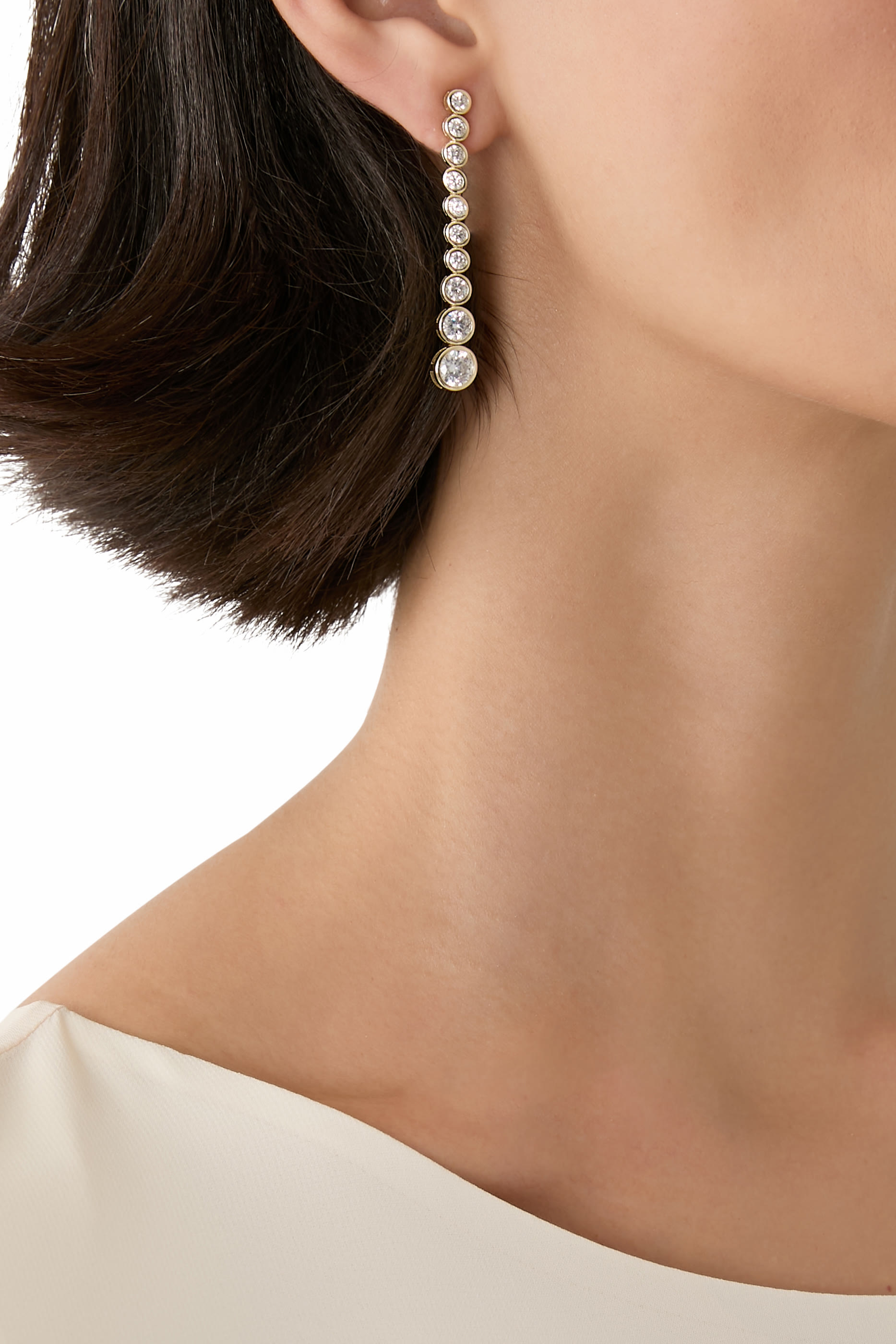 Bezel Diamond Drop Earrings, 14k Vermeil on Sterling Silver & AAAA+ grade Cubic Zirconia