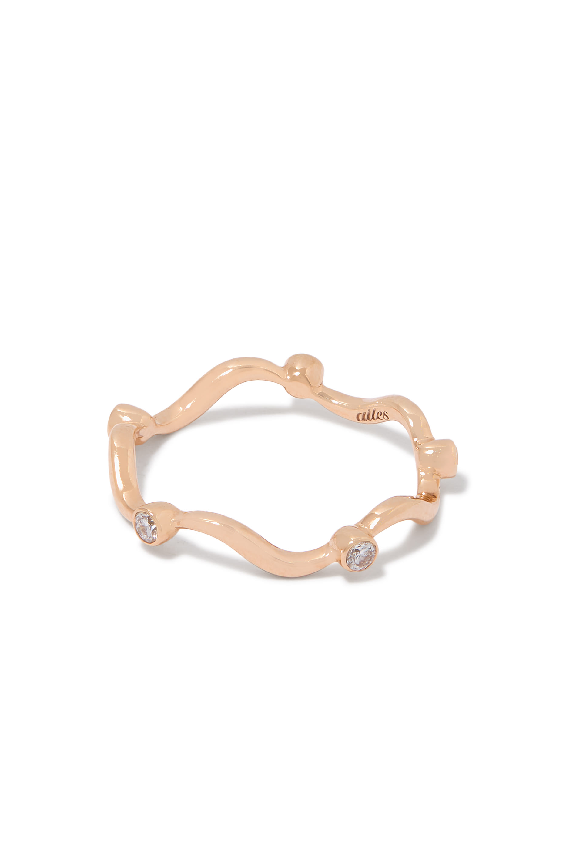 Single Wave Ring, 18k Rose Gold & Diamonds