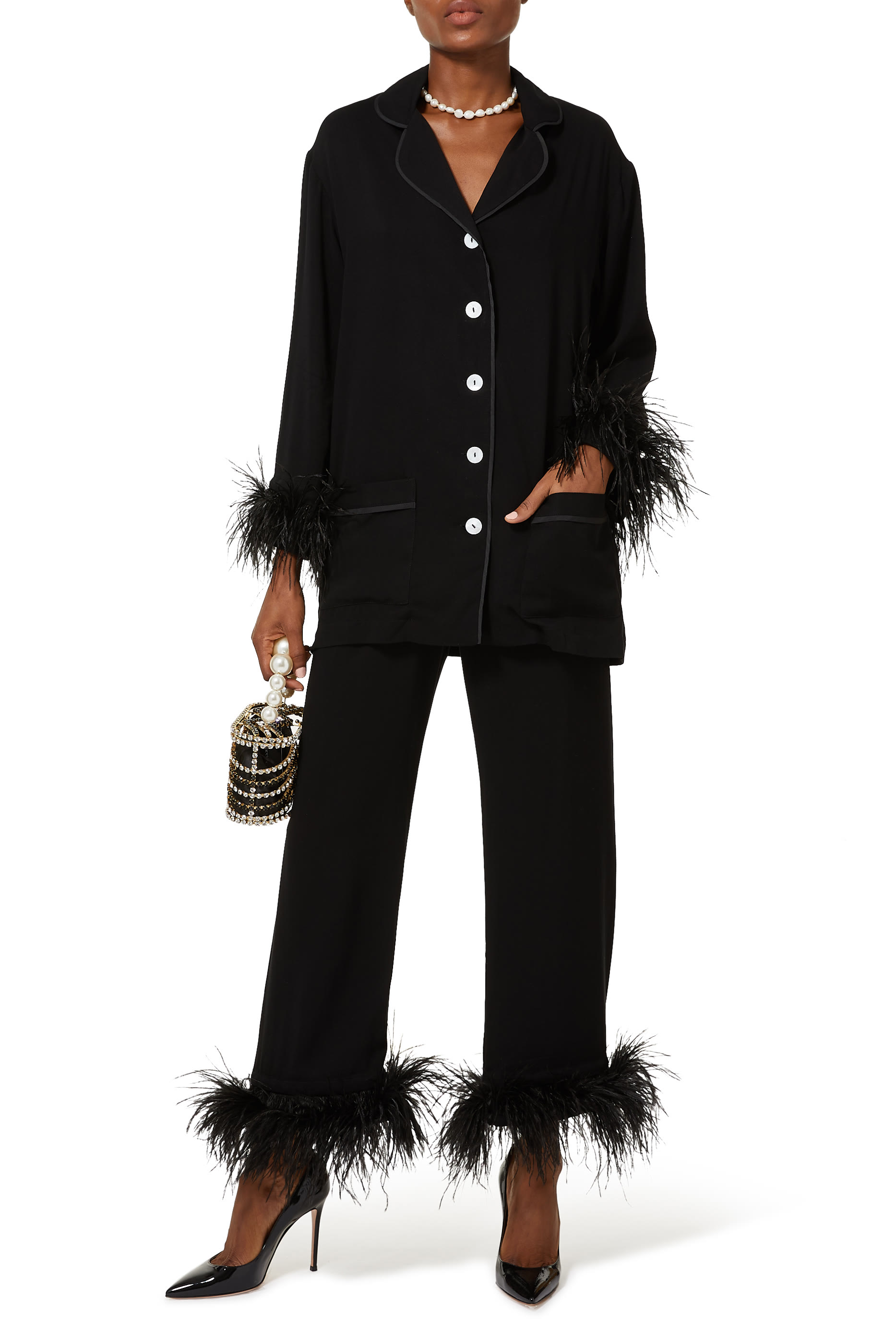 Party Pajama Set With Feathers