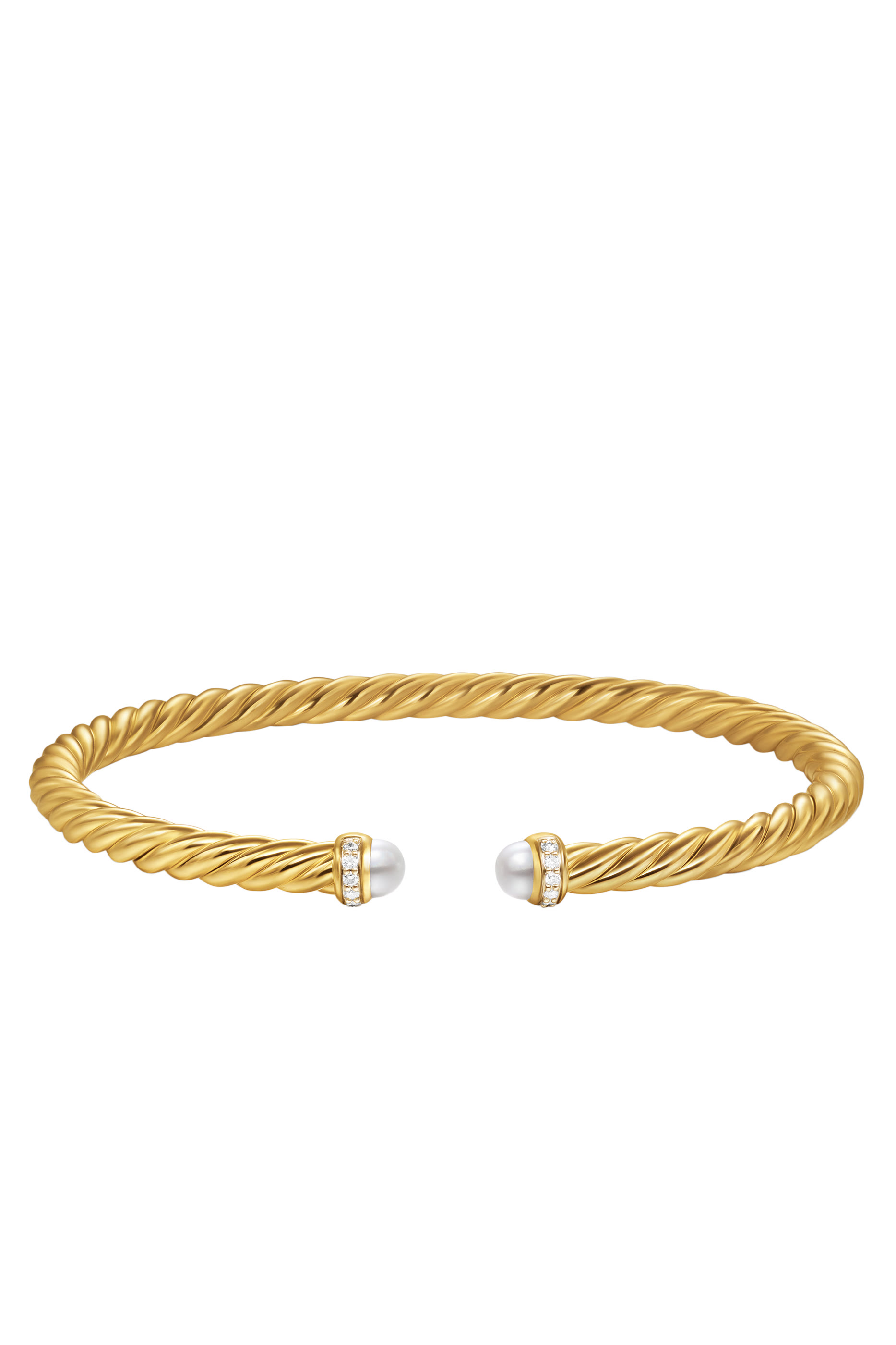 Cablespira® Flex Bracelet, 18K Yellow Gold, Diamonds, Pearl