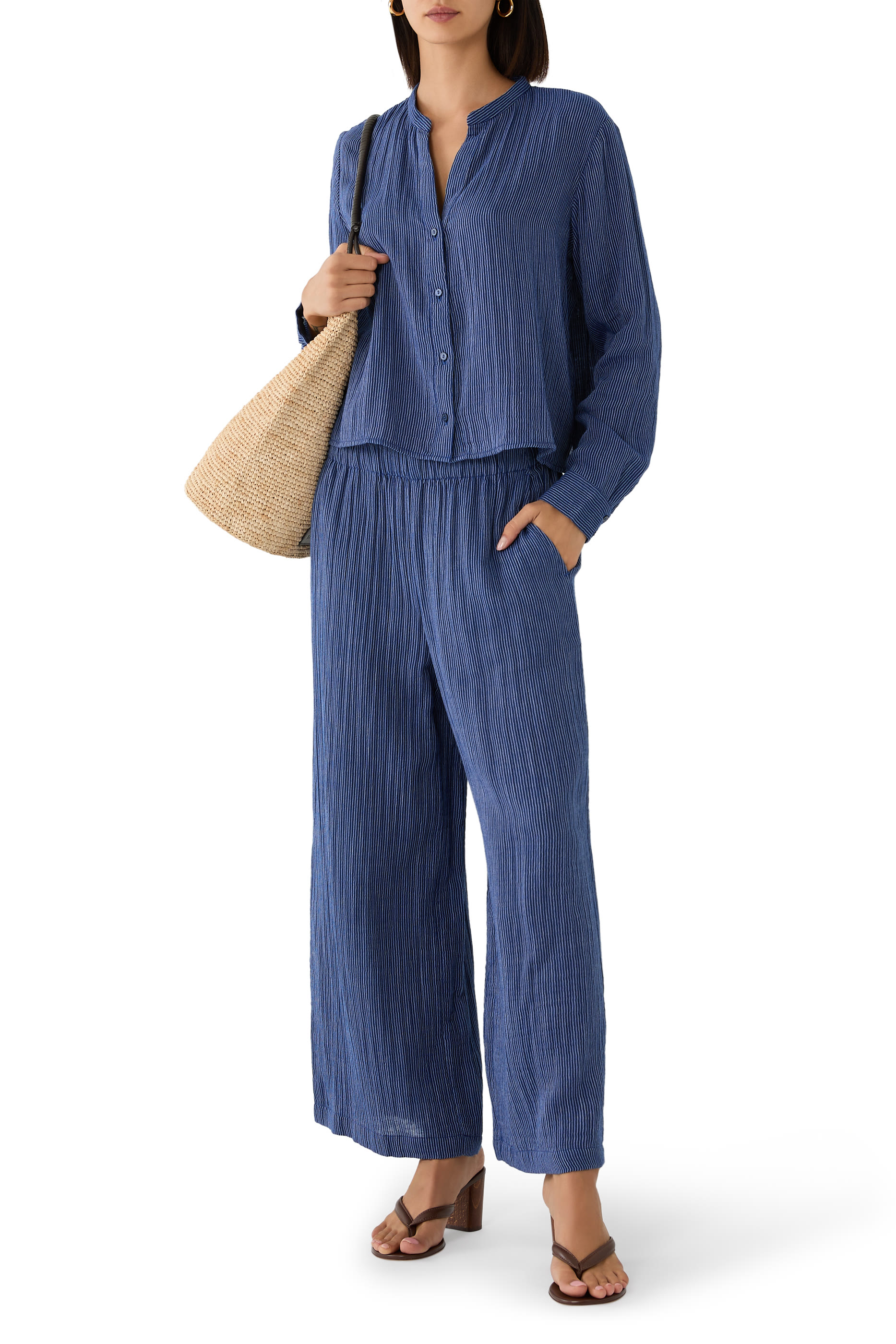 Striped Wide-Leg Pants
