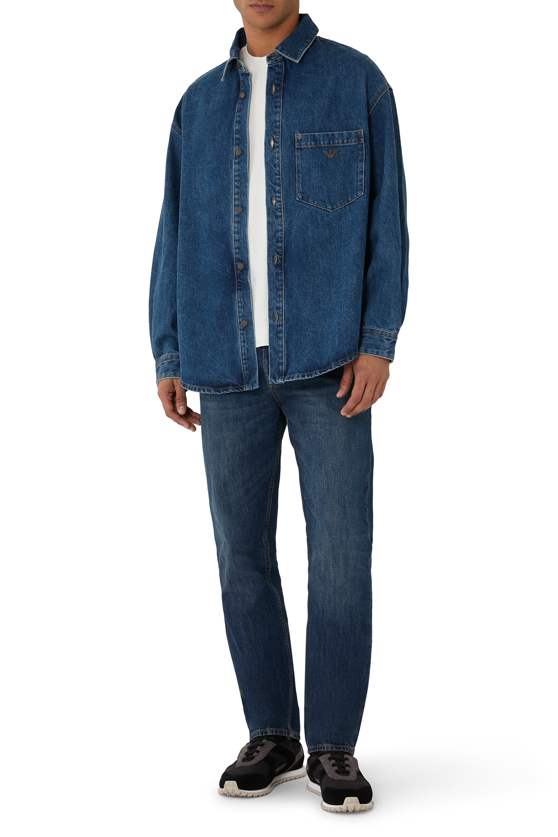 Chest Pocket and Metallic Buttons Shirt