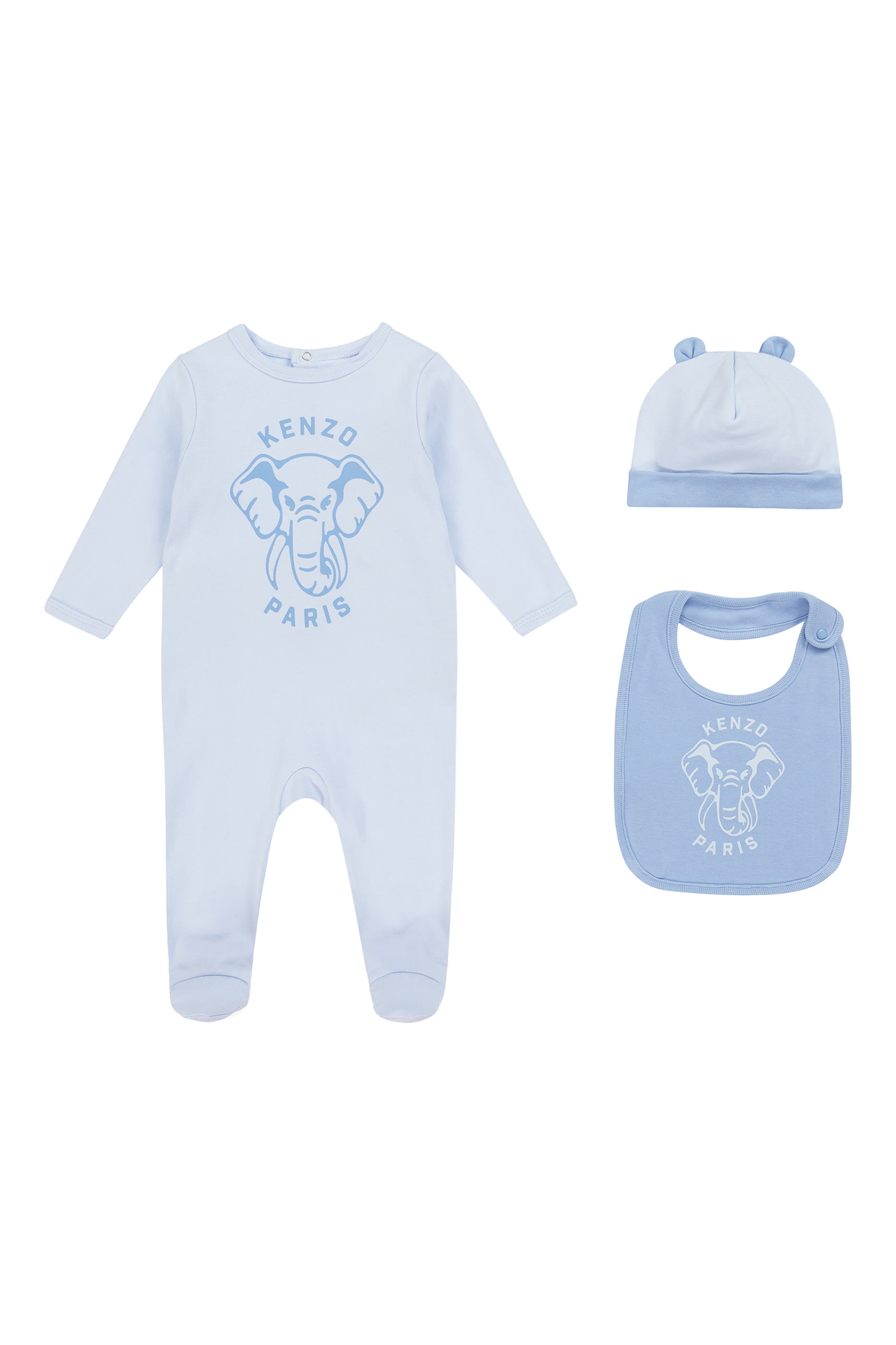 Kids Cotton Bodysuit, Bib & Hat Set 