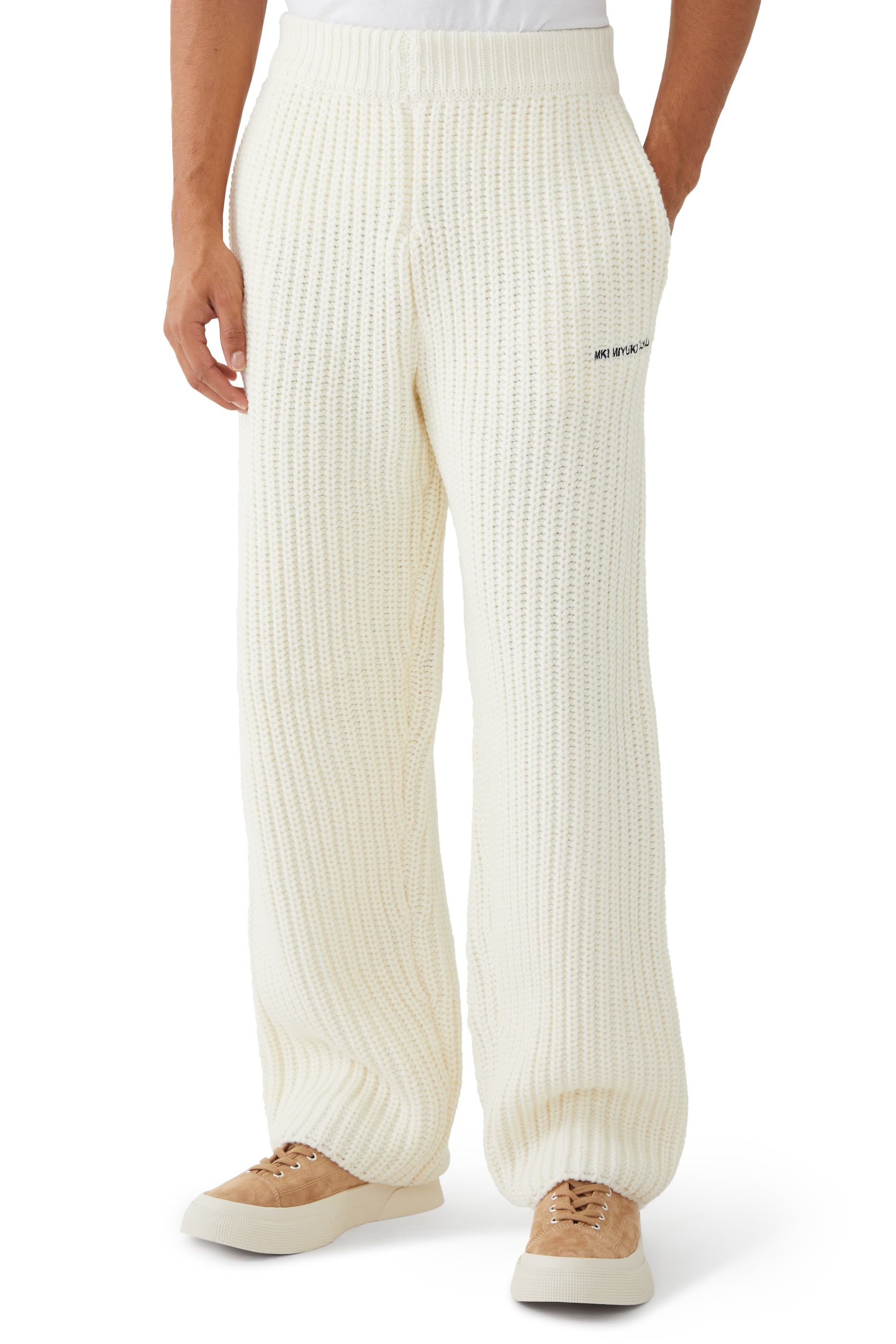 Chunky Rib Knit Wide Leg Joggers