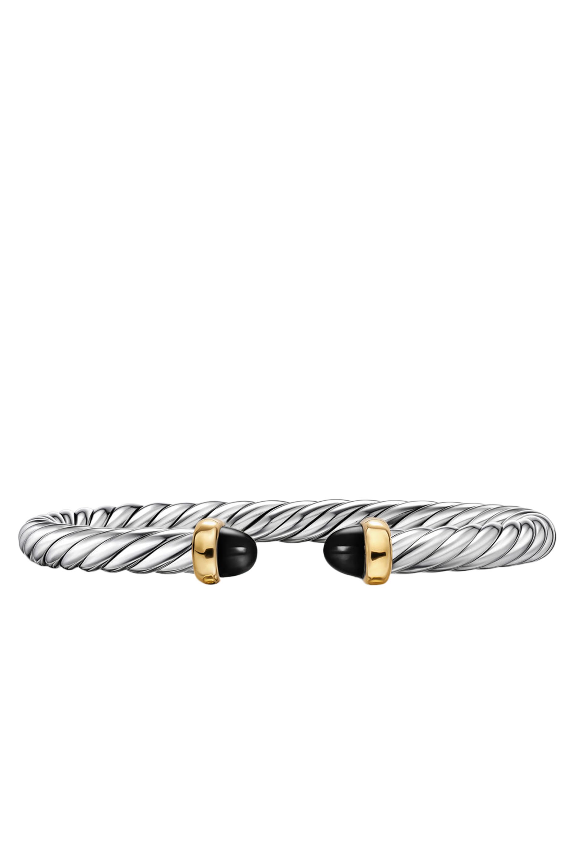 Cable Flex&reg; Bracelet, Sterling Silver, 14k Yellow Gold & Onyx