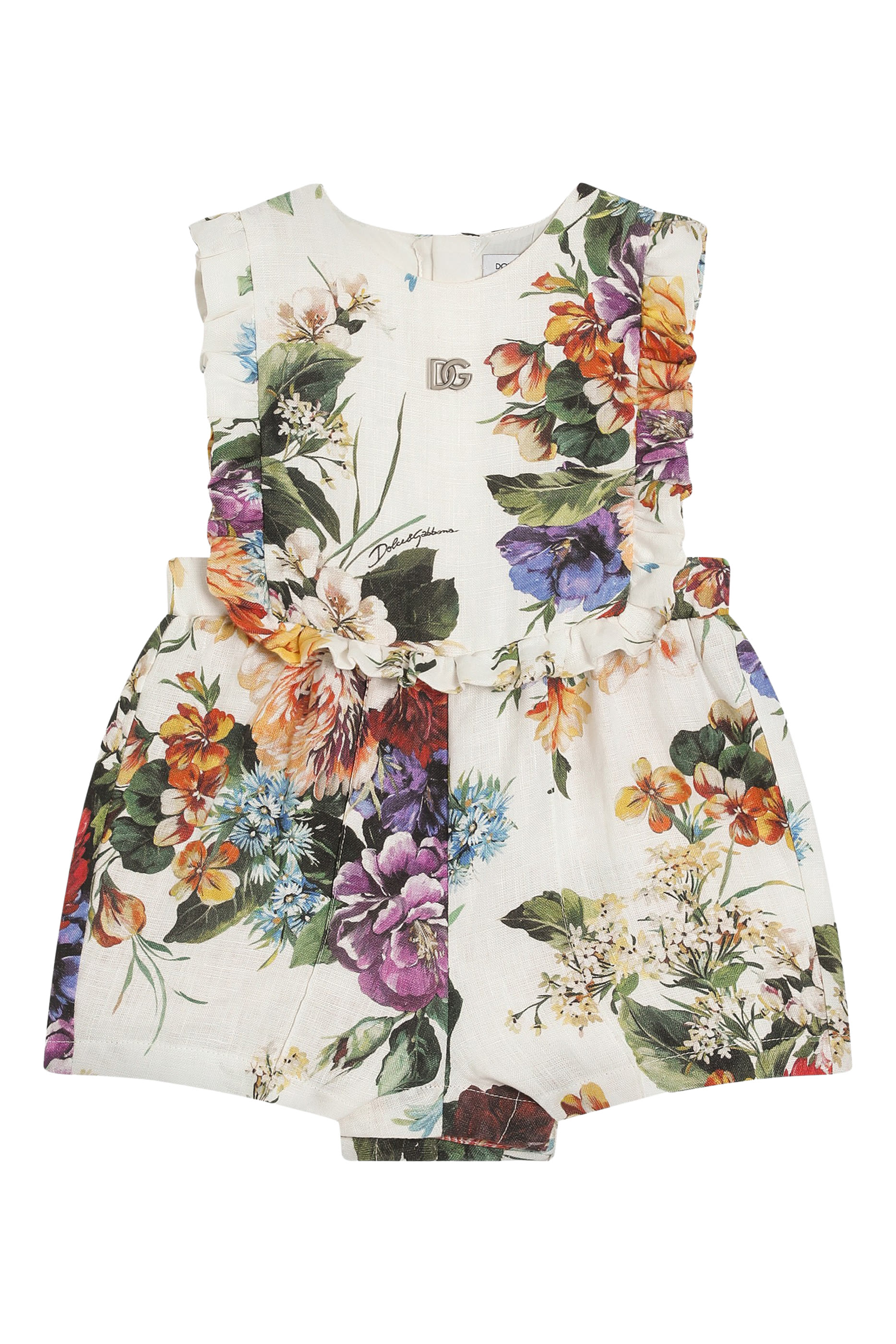 Kids Floral Linen Canvas Romper