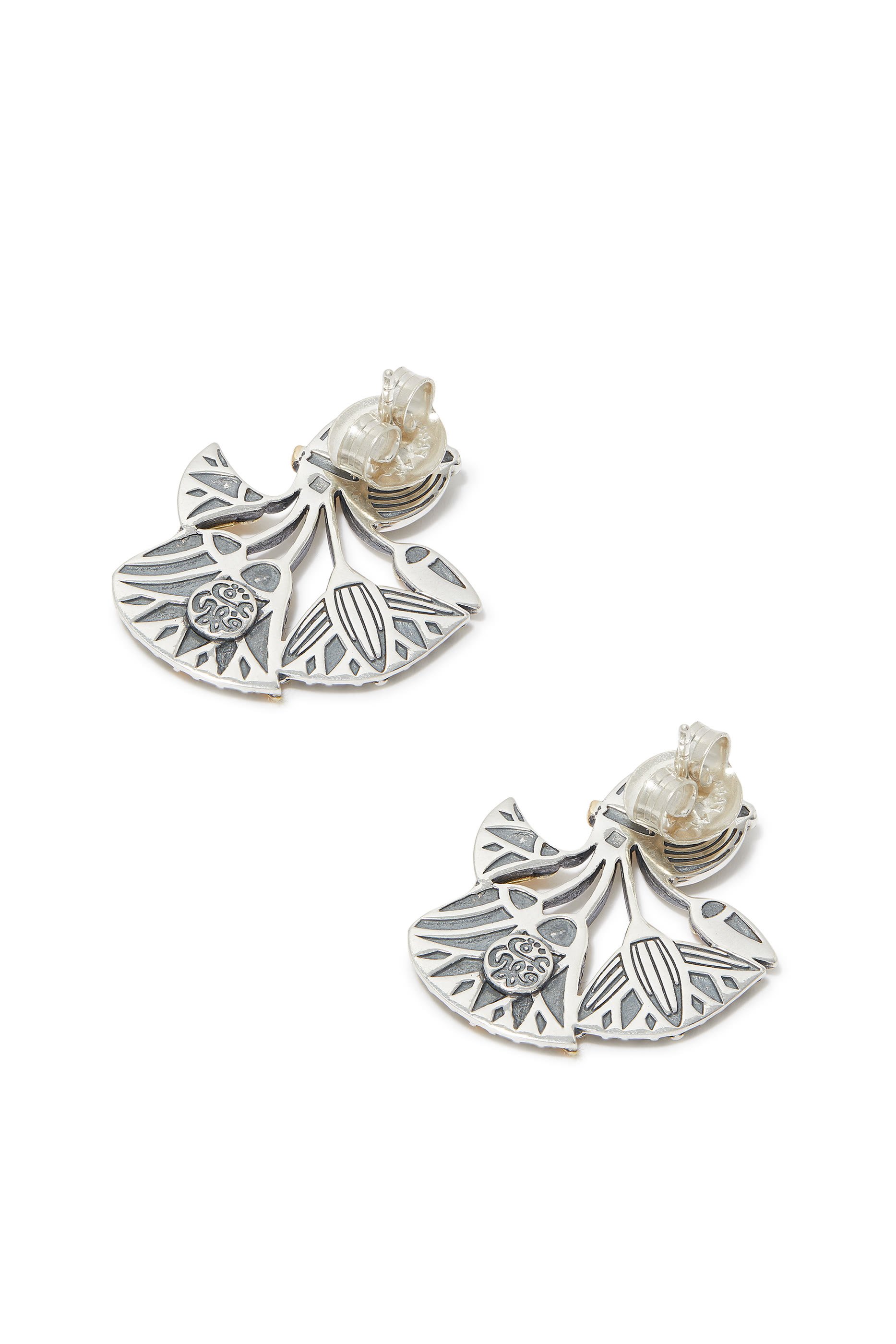 Lotus Bouquet Statement Earrings, Sterling Silver & 18K Yellow Gold