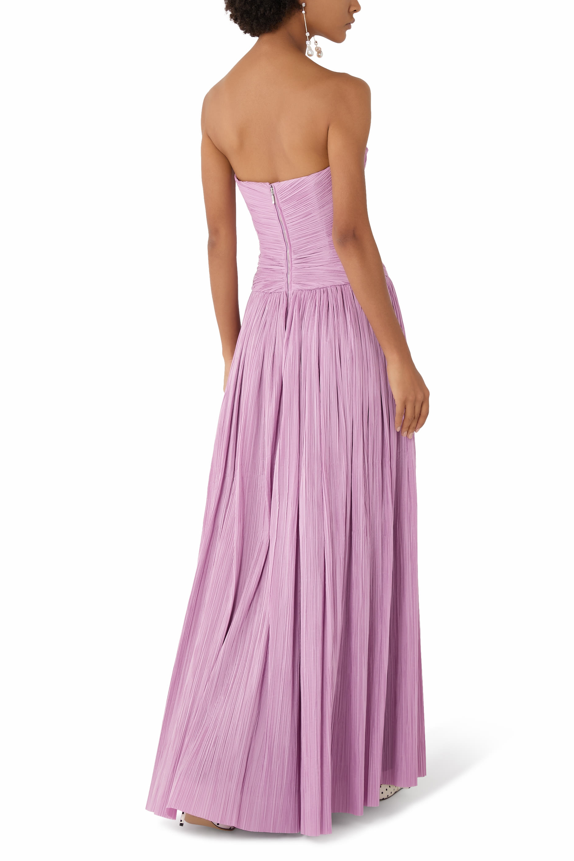 Aubriella Plisse Strapless Gown