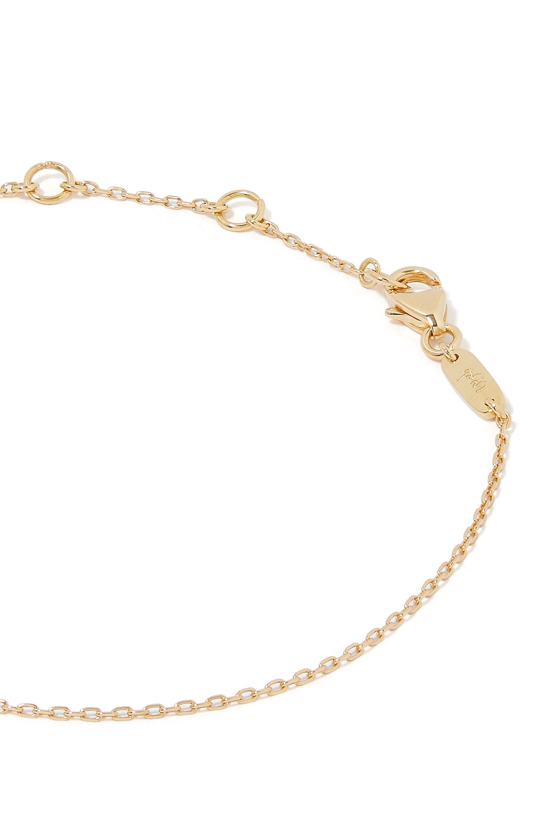 M Letter Bracelet, 18k Yellow Gold