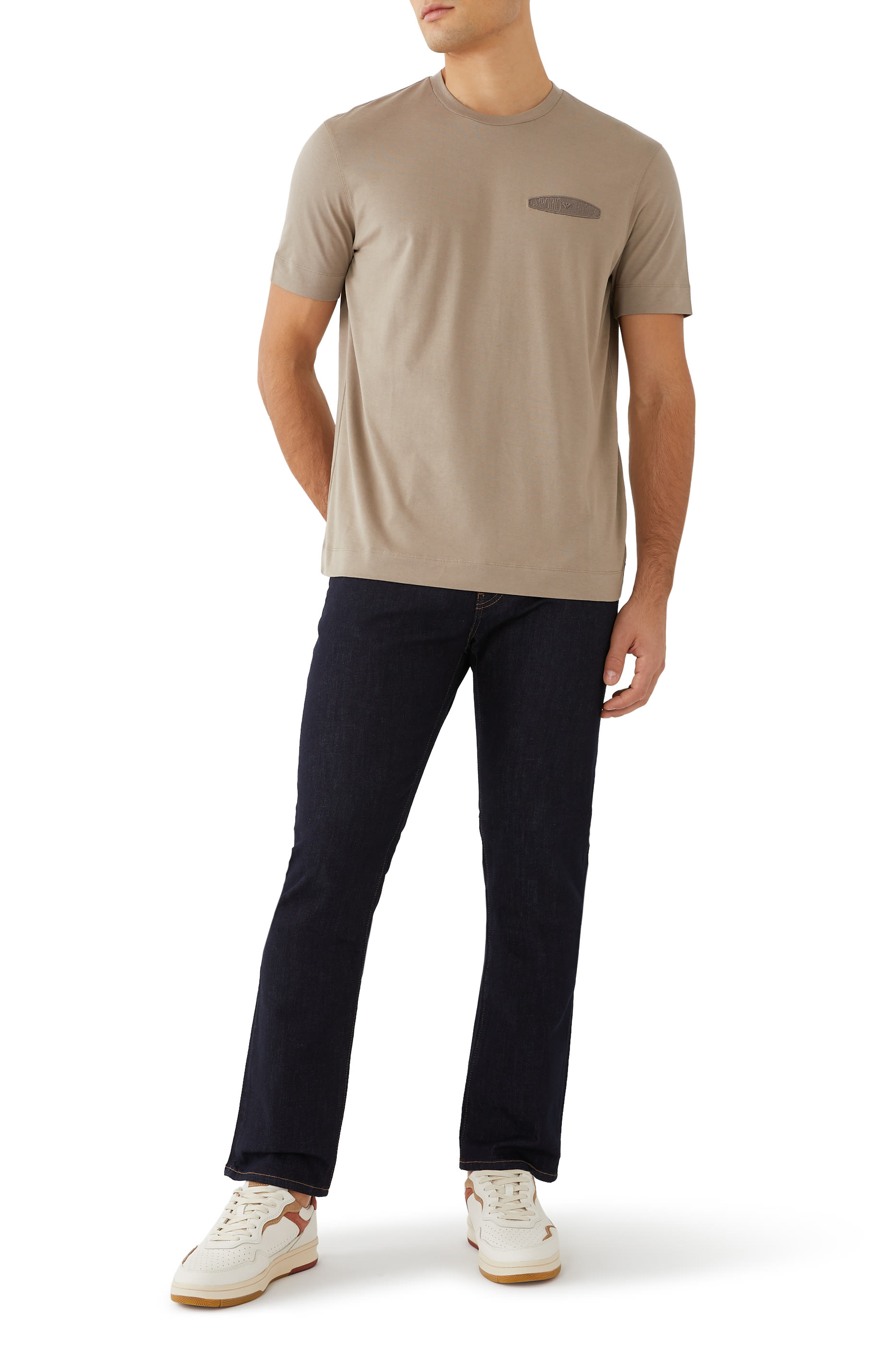 Micro EA Text Logo Embroidered T-Shirt