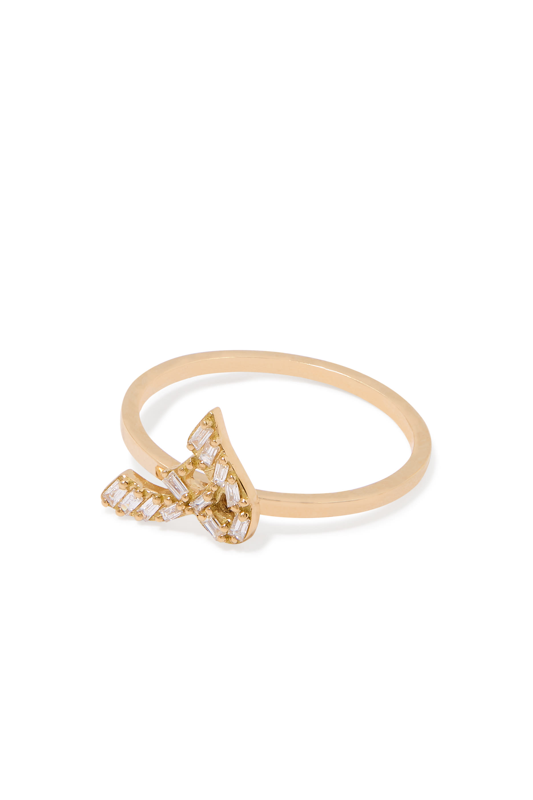 Oula XS Arabic Letter Haa Ring, 18K Yellow Gold & Diamonds
