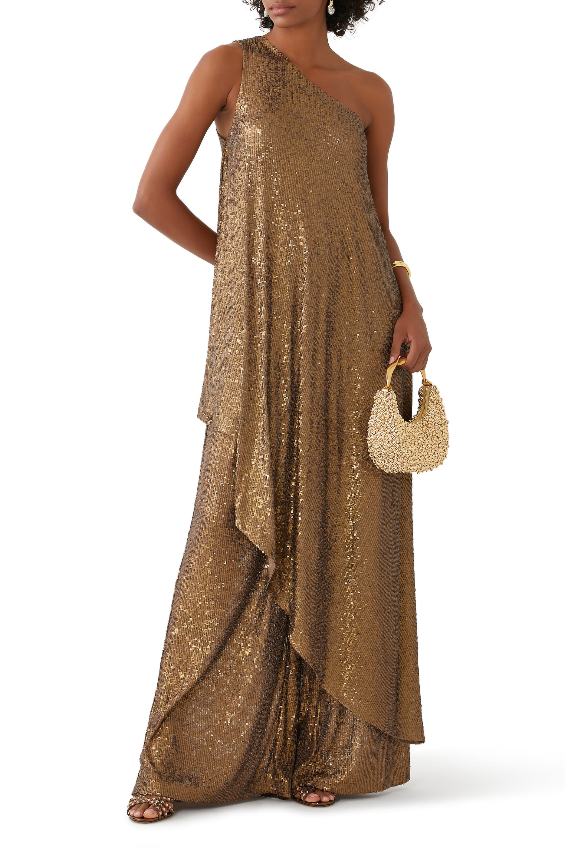 Sequin One Shoulder Diagonal Tunic