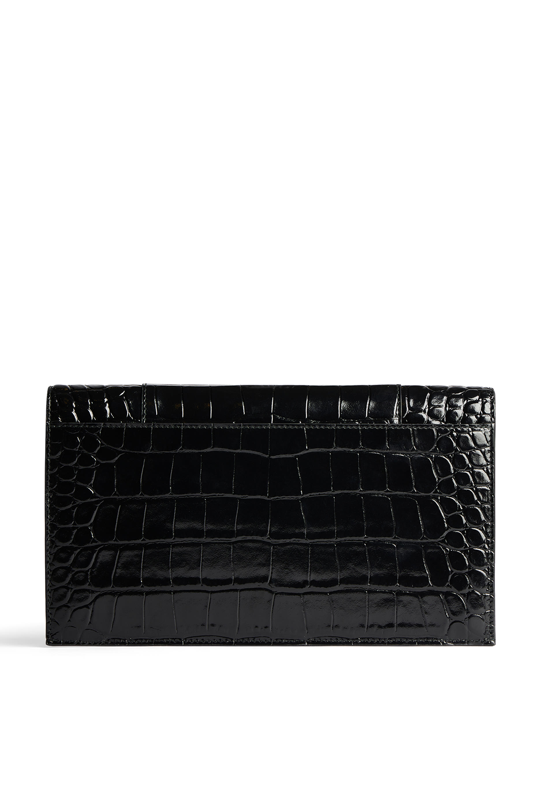 Hourglass Crocodile Embossed Flat Pouch