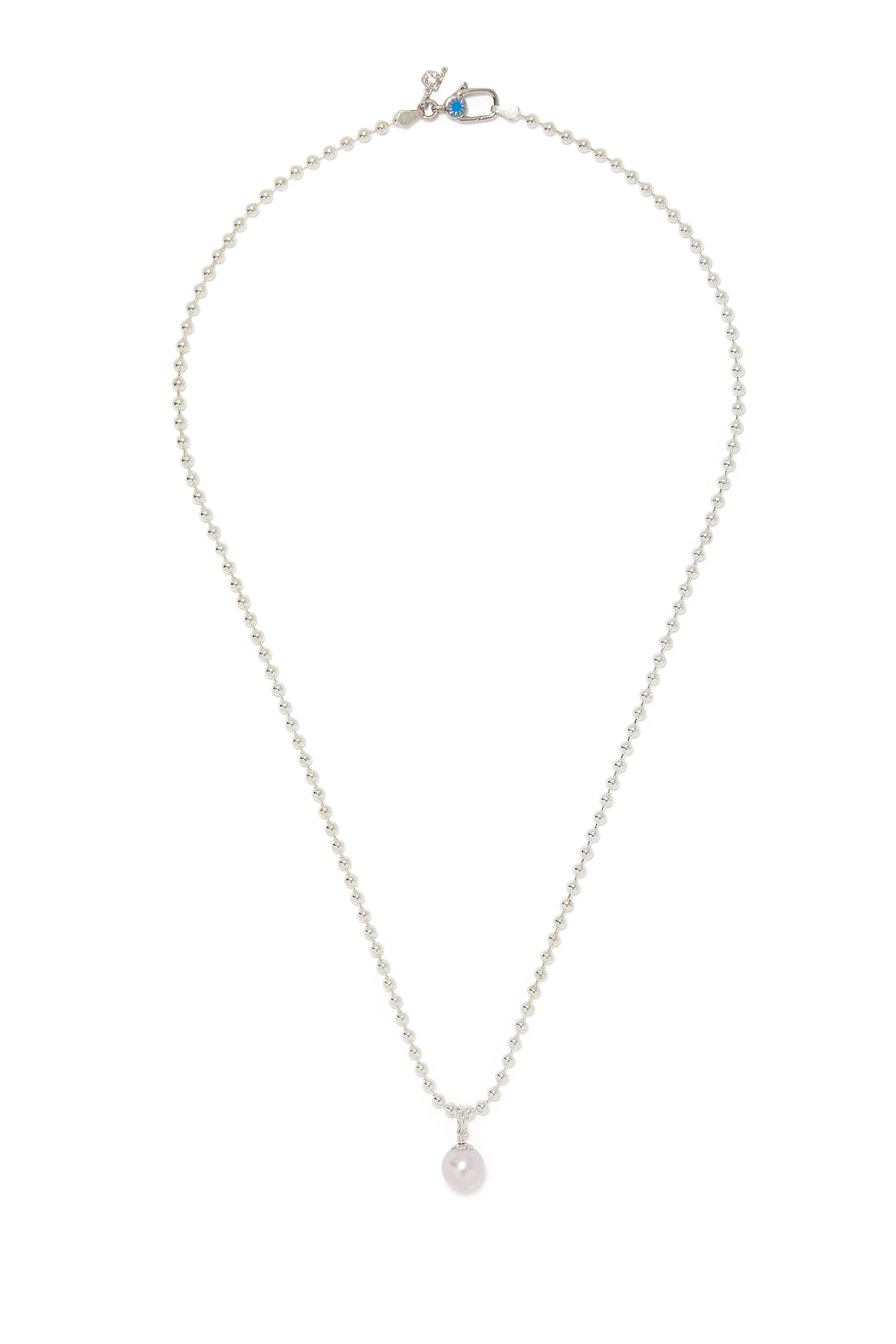 Ball Chain Necklace, Sterling Silver & Diamond