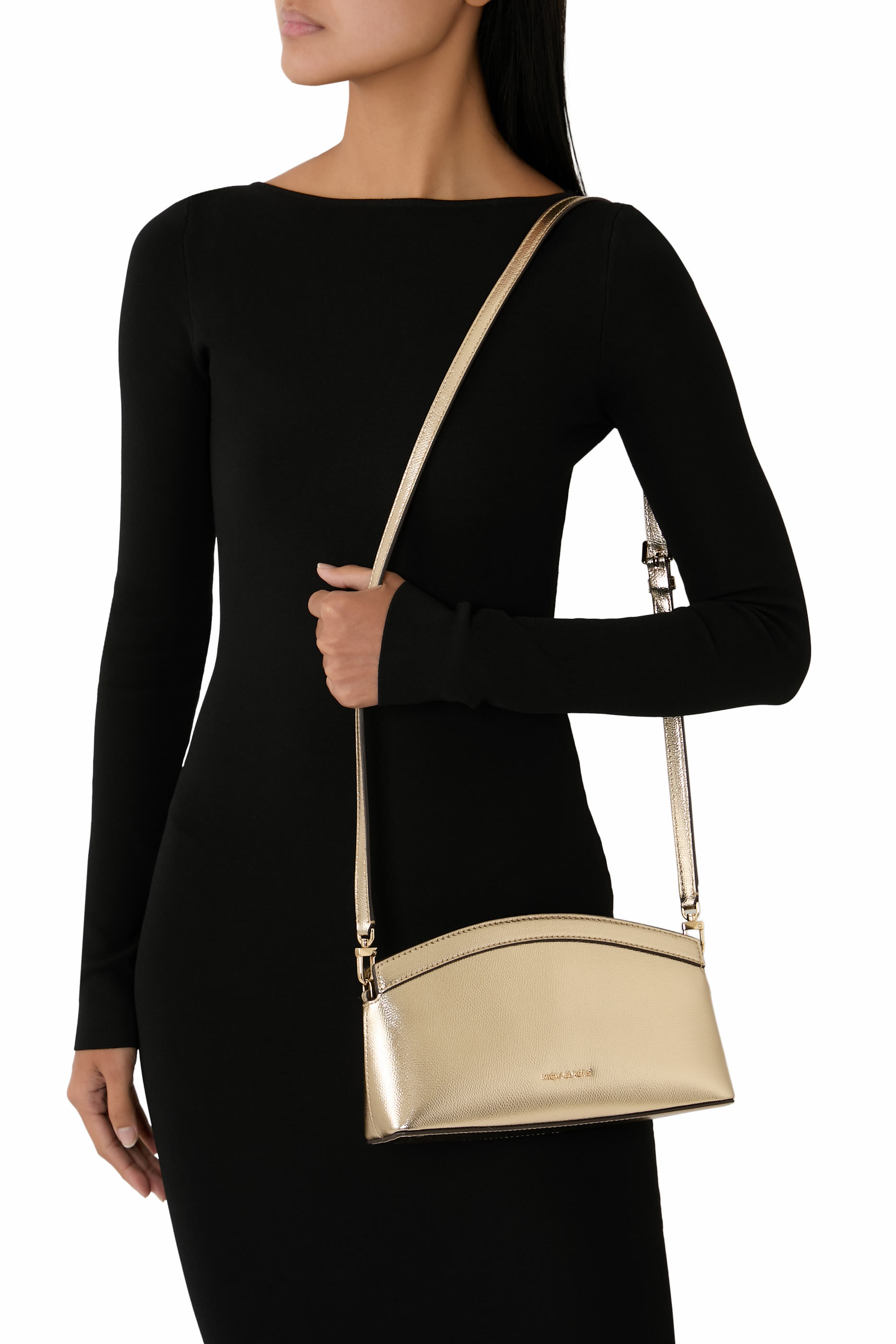 Small Metallic Leather Convertible Clutch