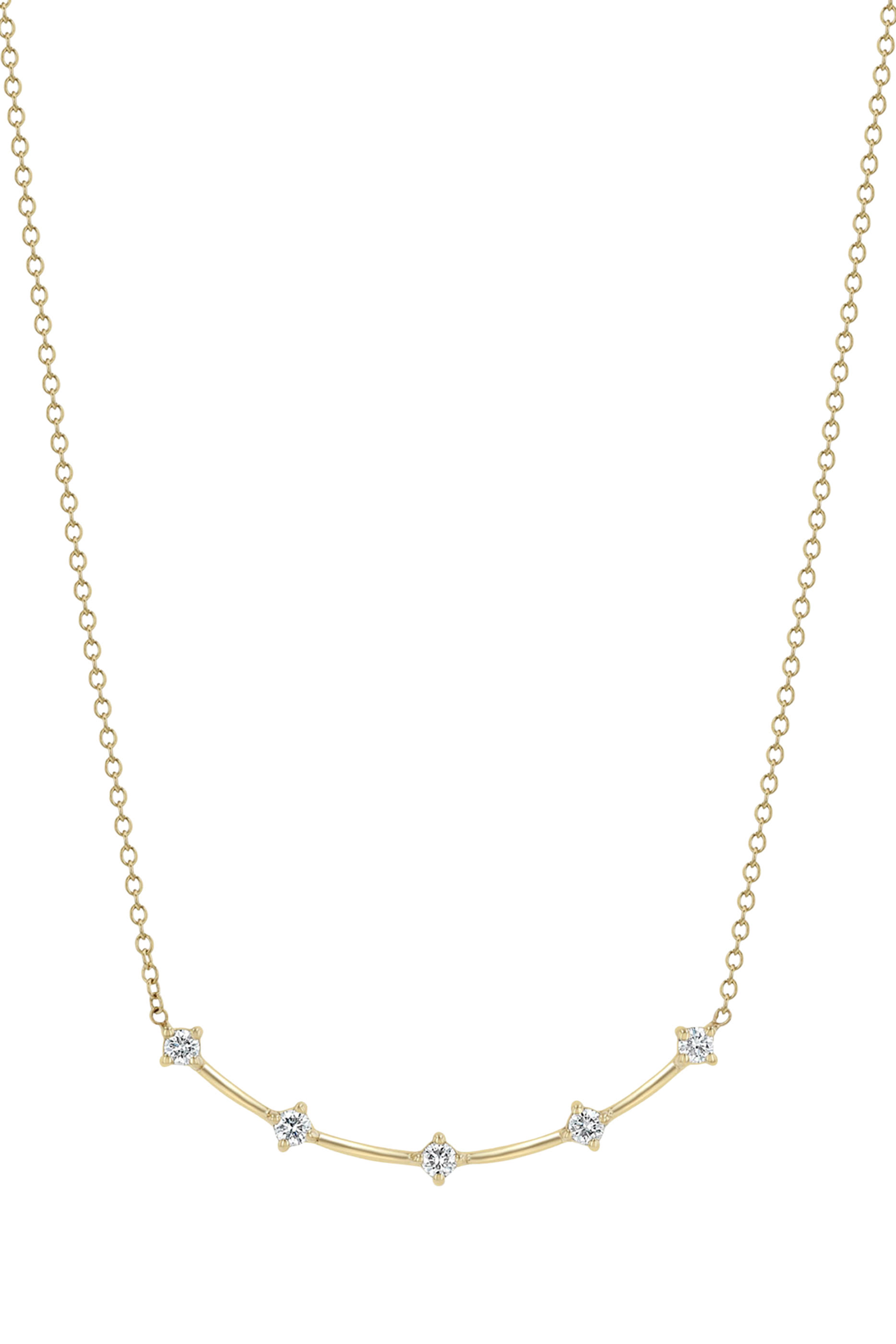 Dash Curve Necklace, 14K Yellow Gold & Diamonds