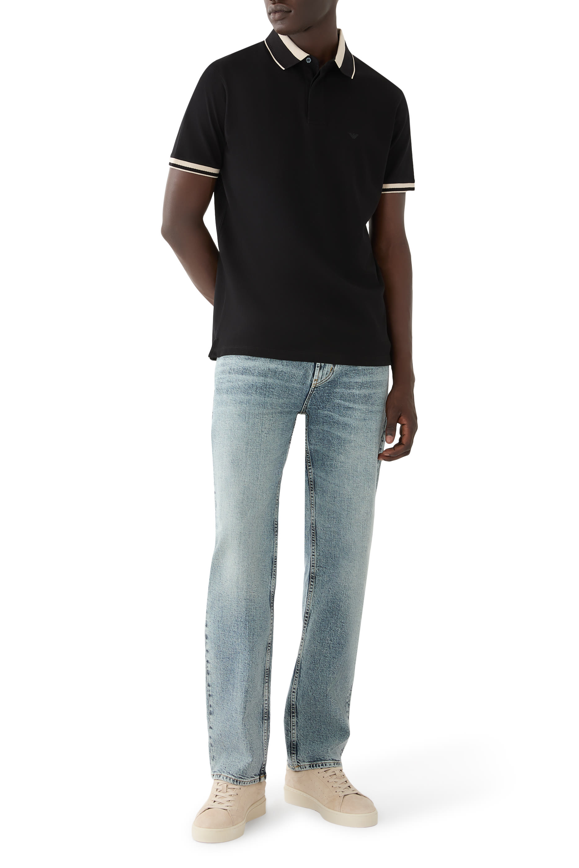 Whiskering Five-Pocket Jeans