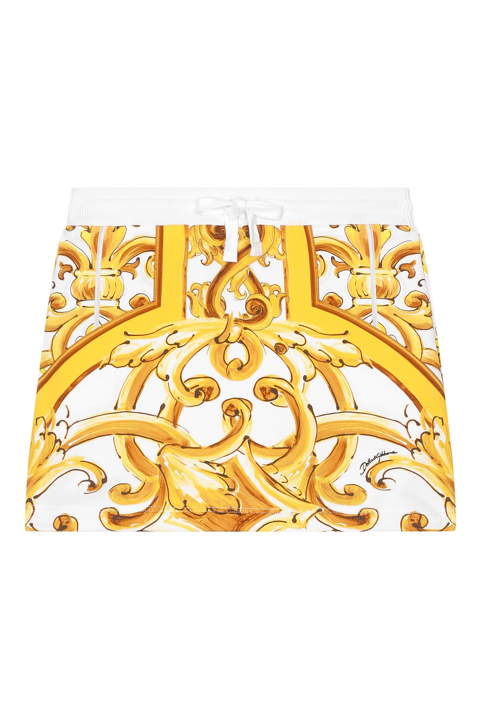 Kids Yellow Majolica Print Skirt