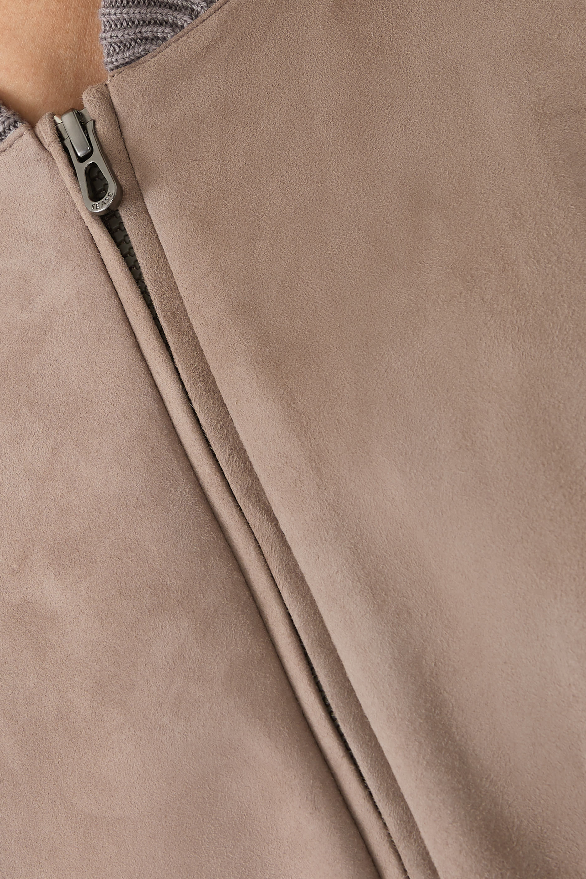 Knit Leather Bomber Jacket