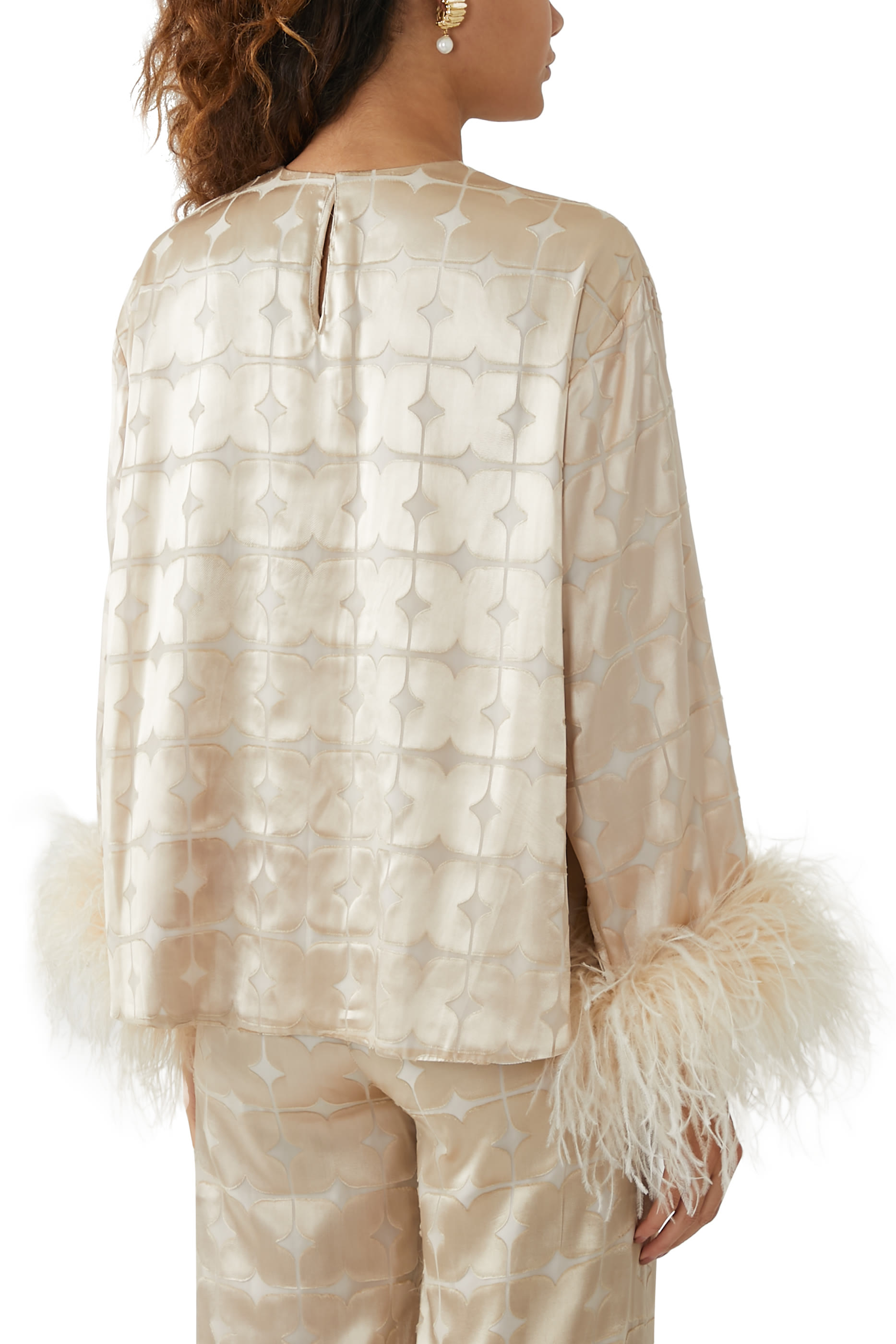 Feather Trim Cuffs Top