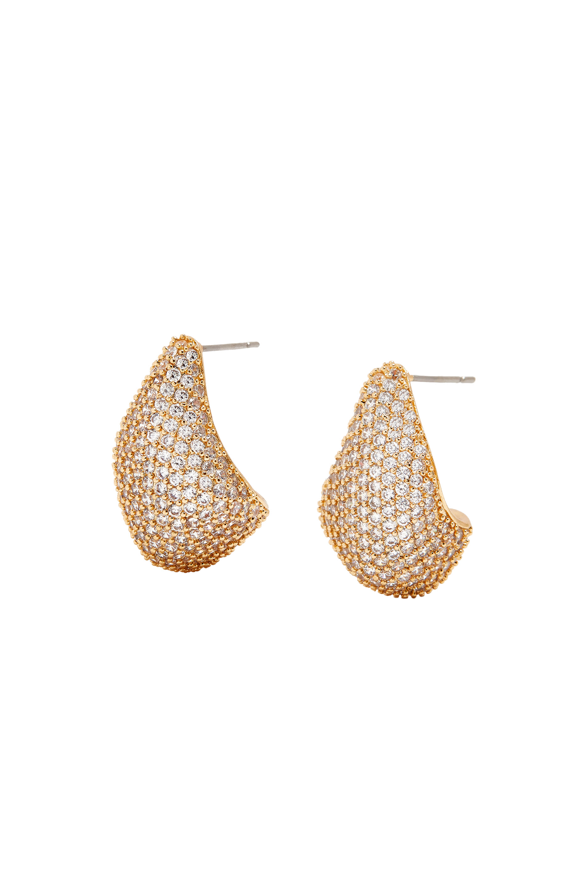 Odyssey Pav&eacute; Earrings, 14k Gold-Plated Brass, Crystals