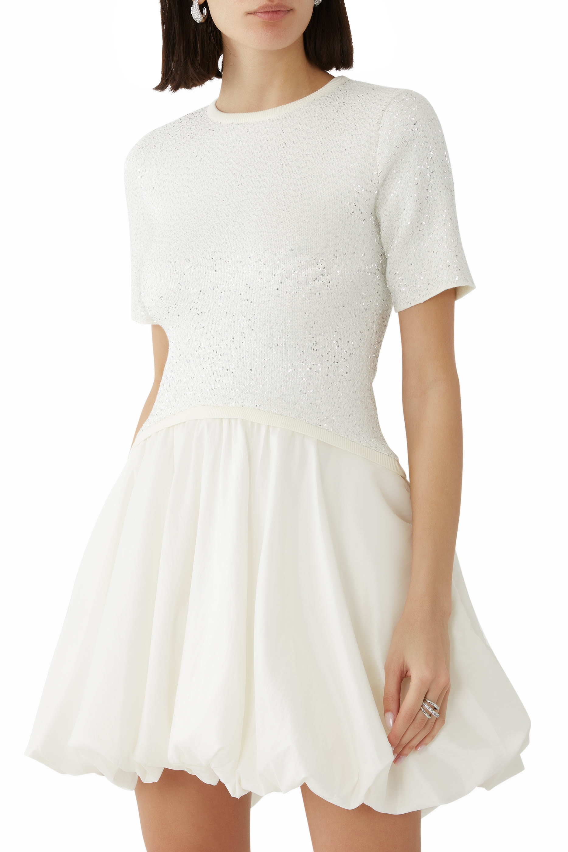 Kenz Knitted Ruffle Mini Dress