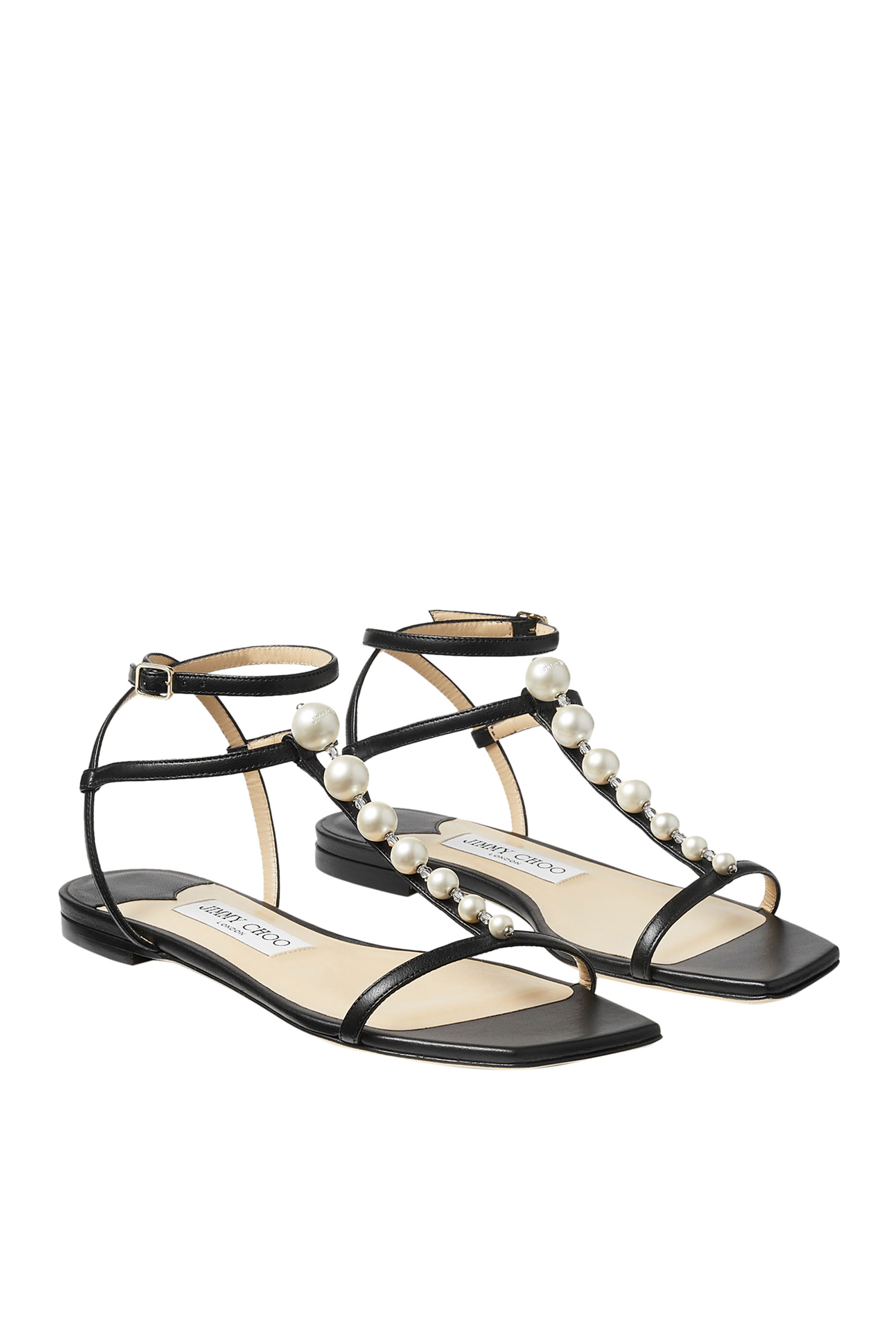 Amari Pearl-Embellished Leather Sandals