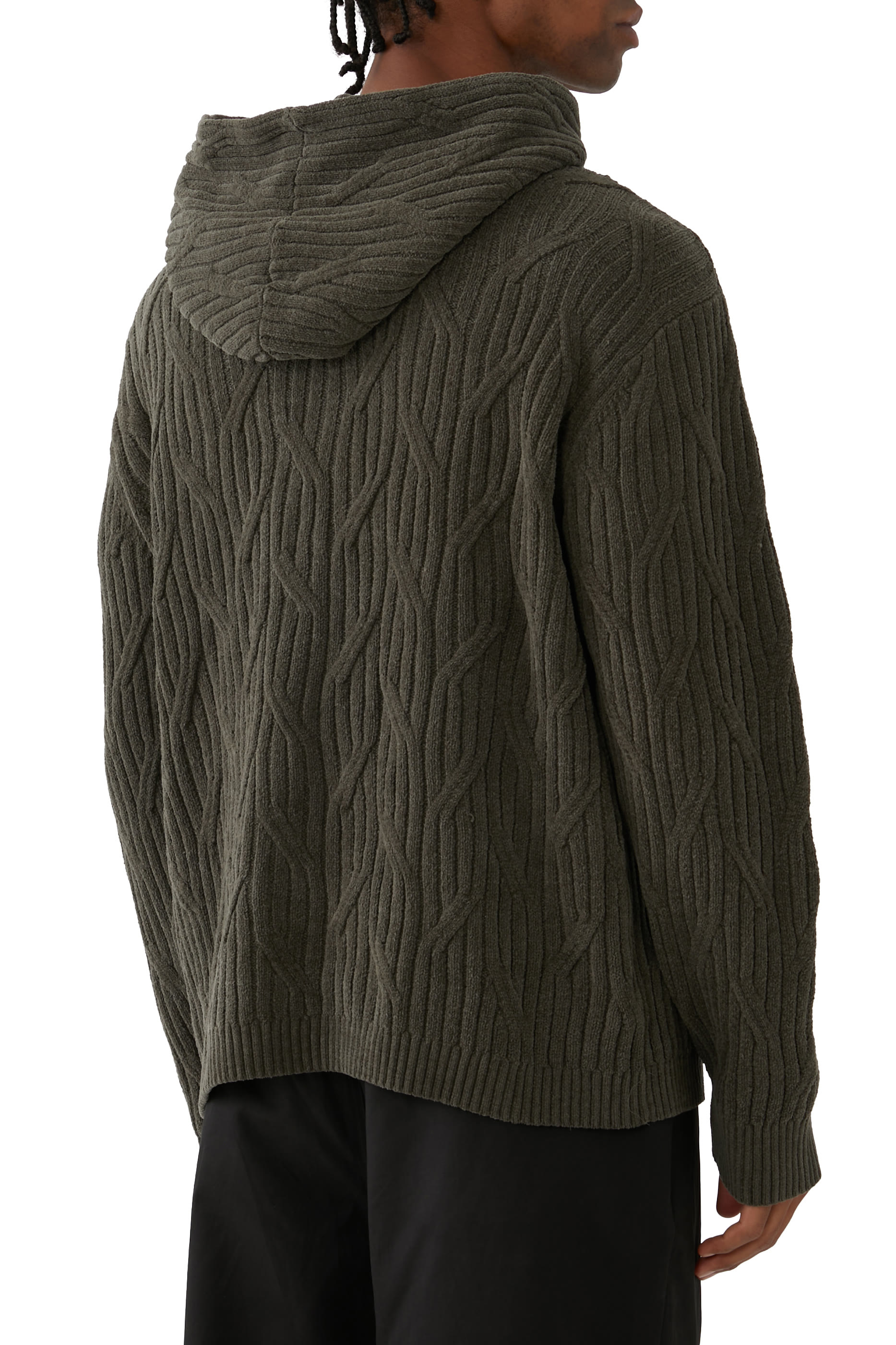 Cable-Knit Hooded Jumper