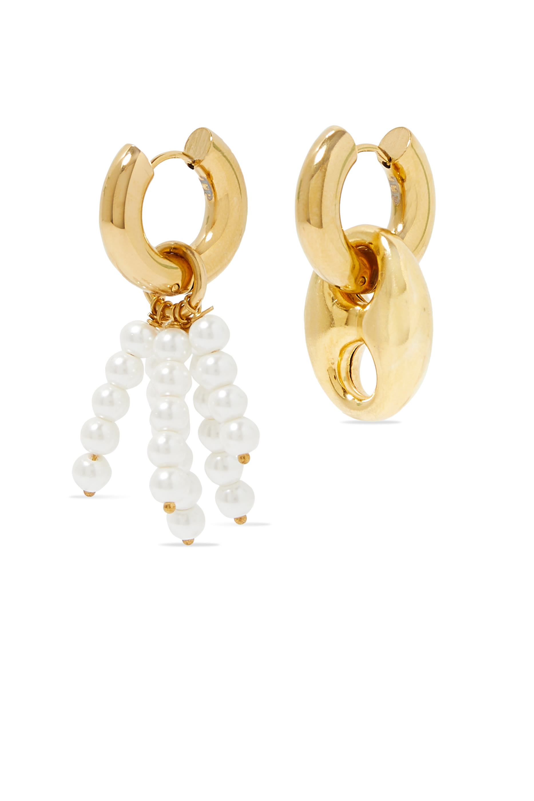 Mix & Match Earrings, 24k Gold-Plated Brass & Pearls