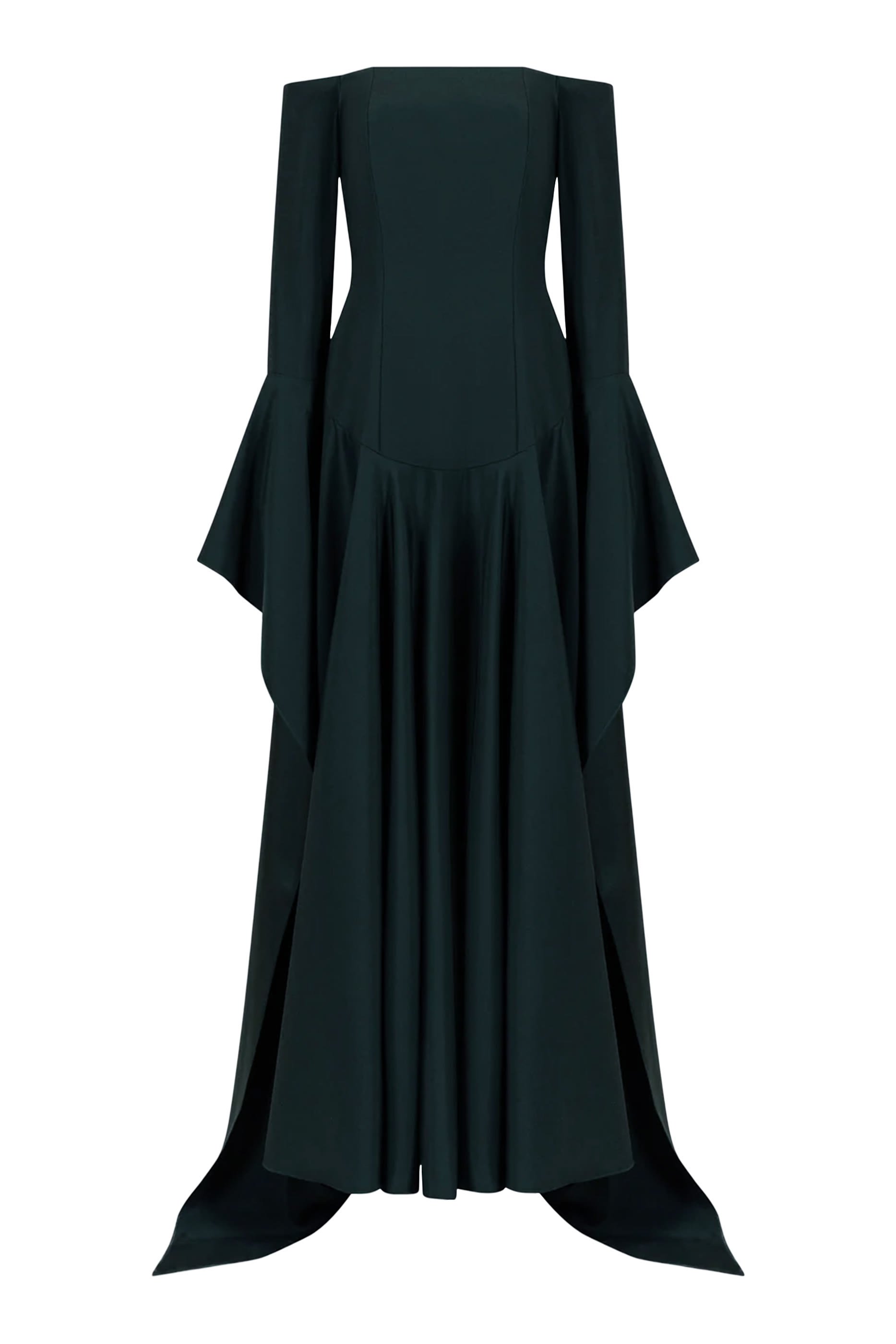 Off-Shoulder Statement Sleeve Crepe Gown