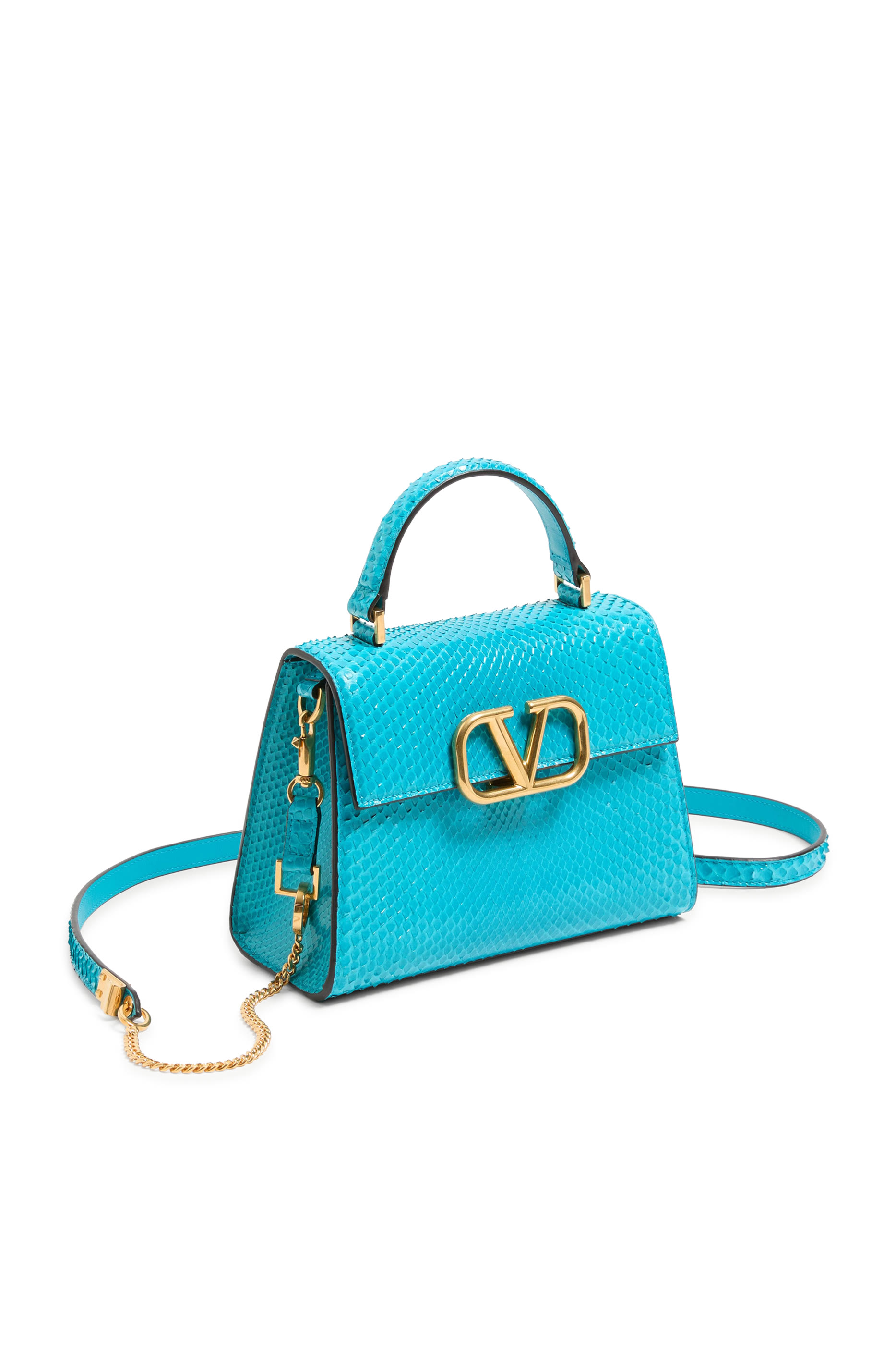 Small VSling Top Handle Python Leather Bag