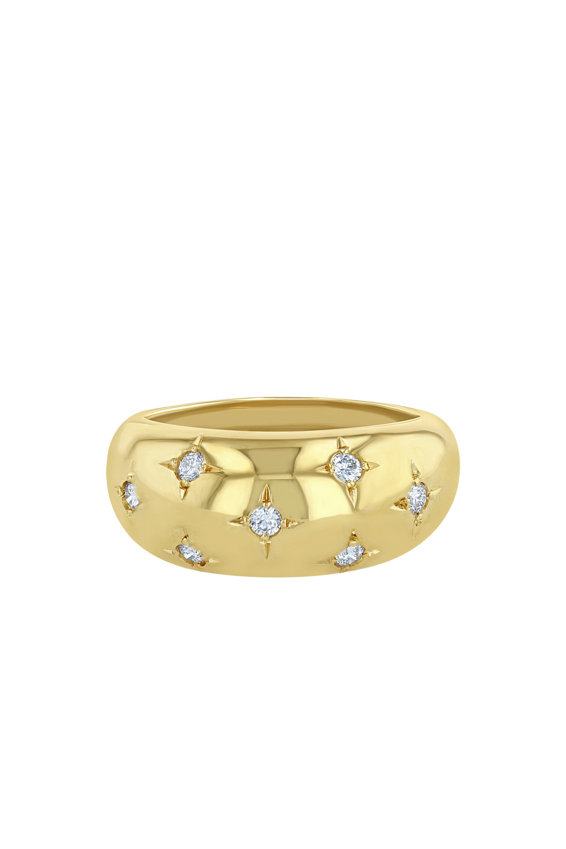 Scattered Star Set Medium Aura Ring, 14K Yellow Gold & Diamonds