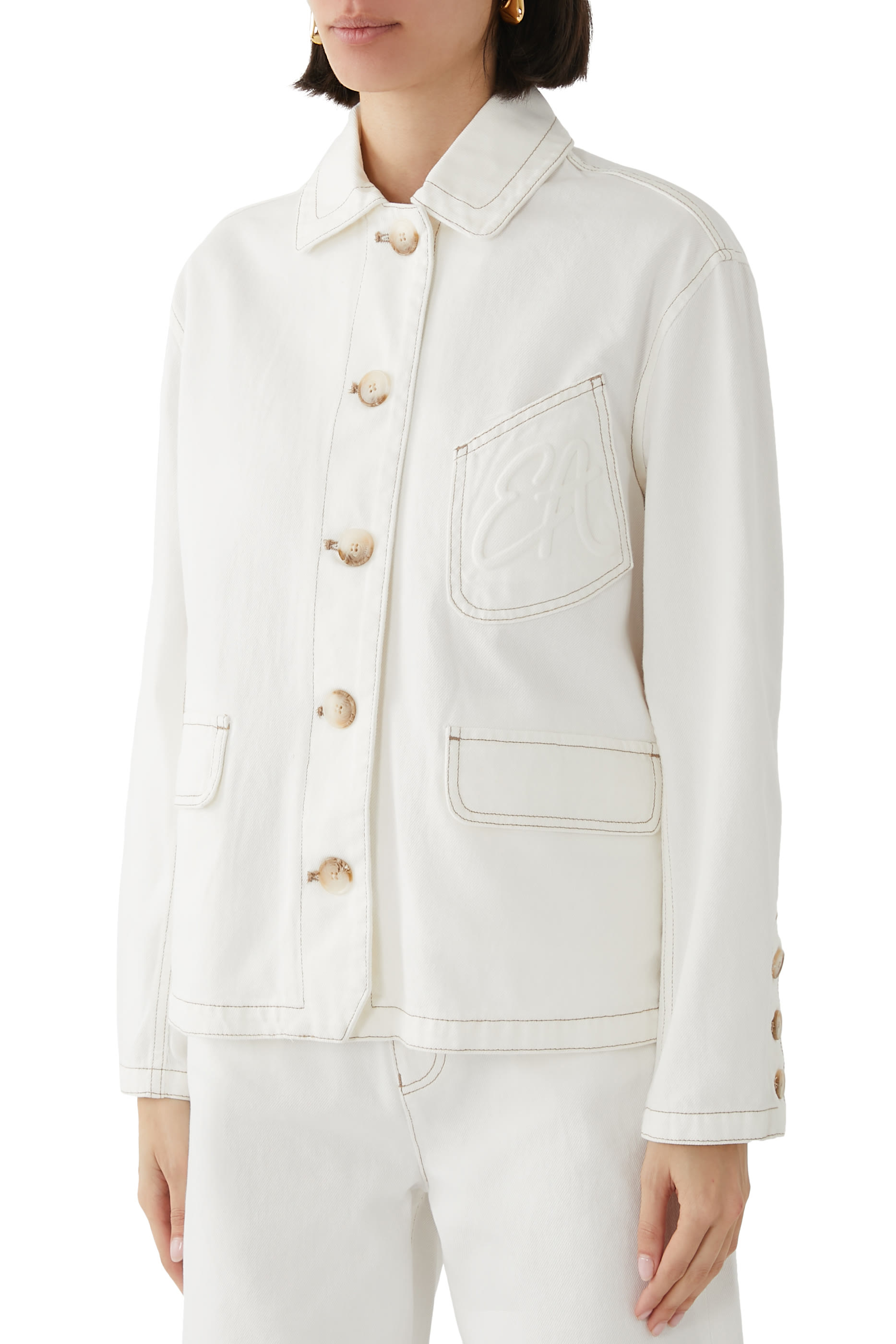 Button Down Denim Effect Jacket