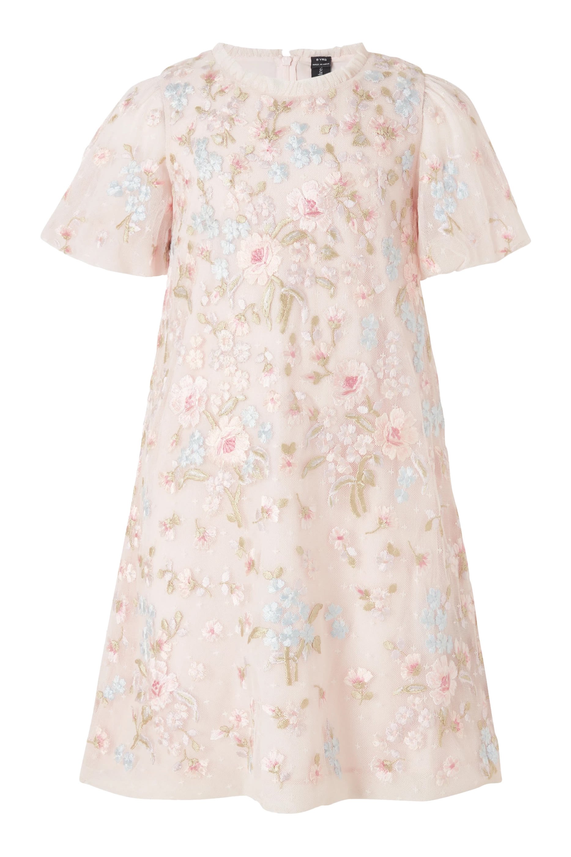 Kids Peony Bouquet Puff Sleeve Dress 
