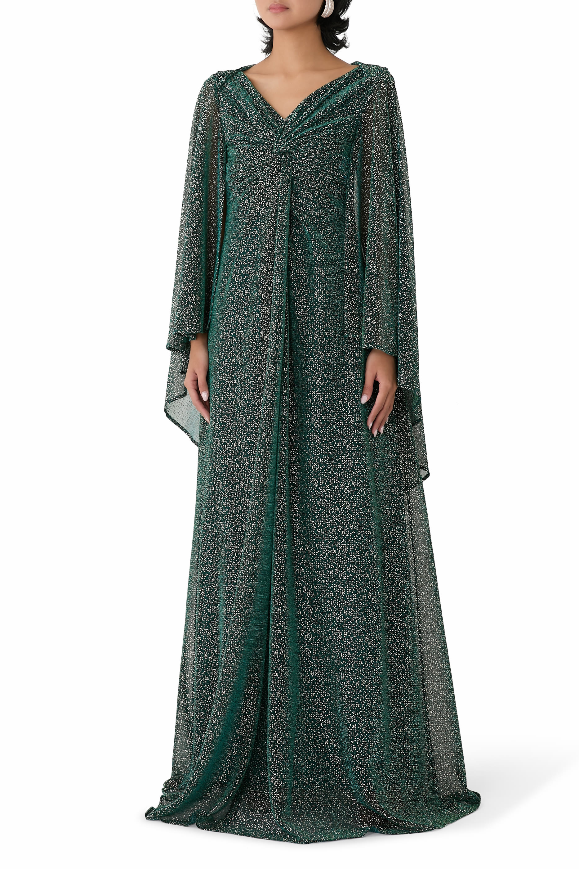 Cape Sleeves Long Dress