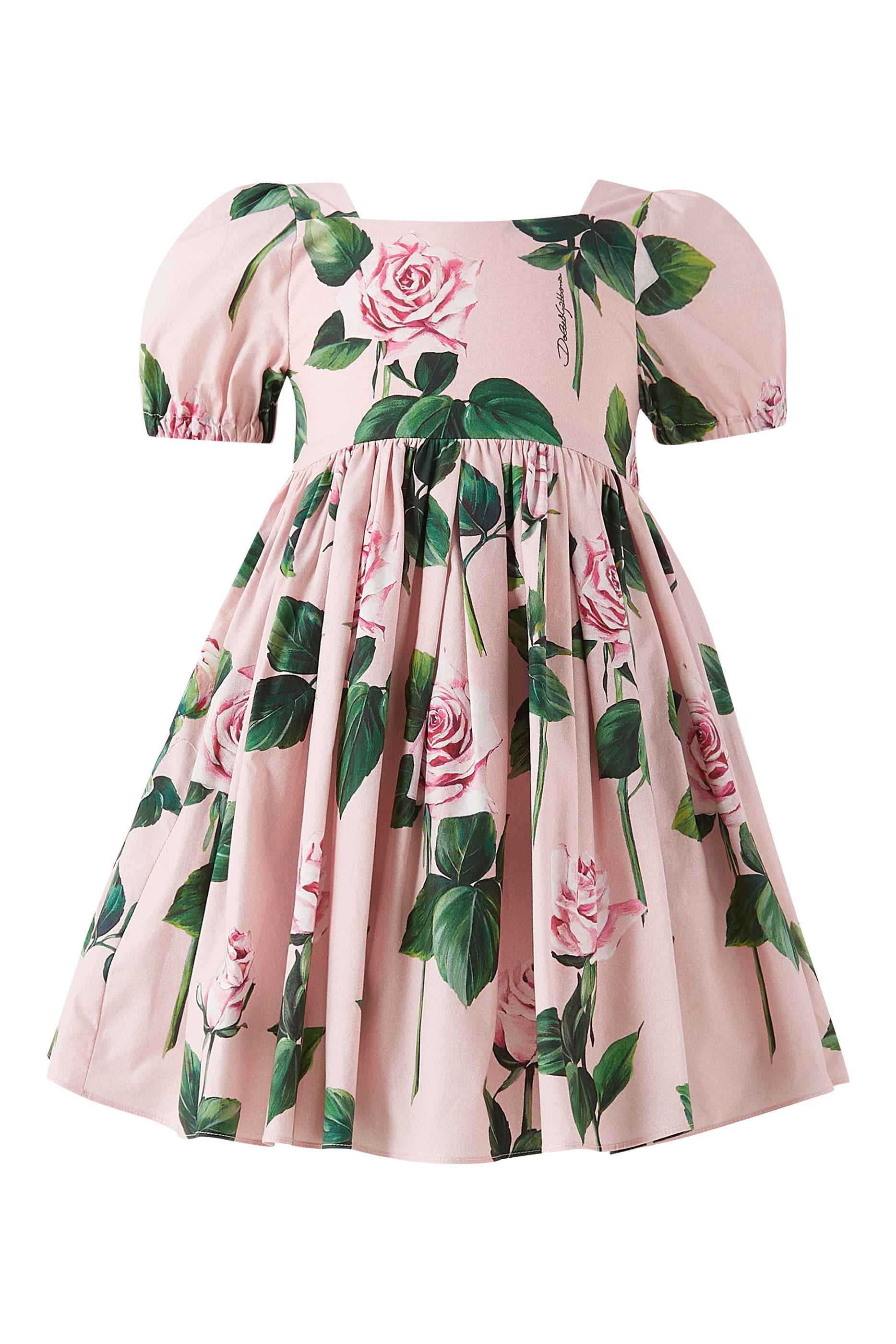Kids Rose Print Poplin Dress