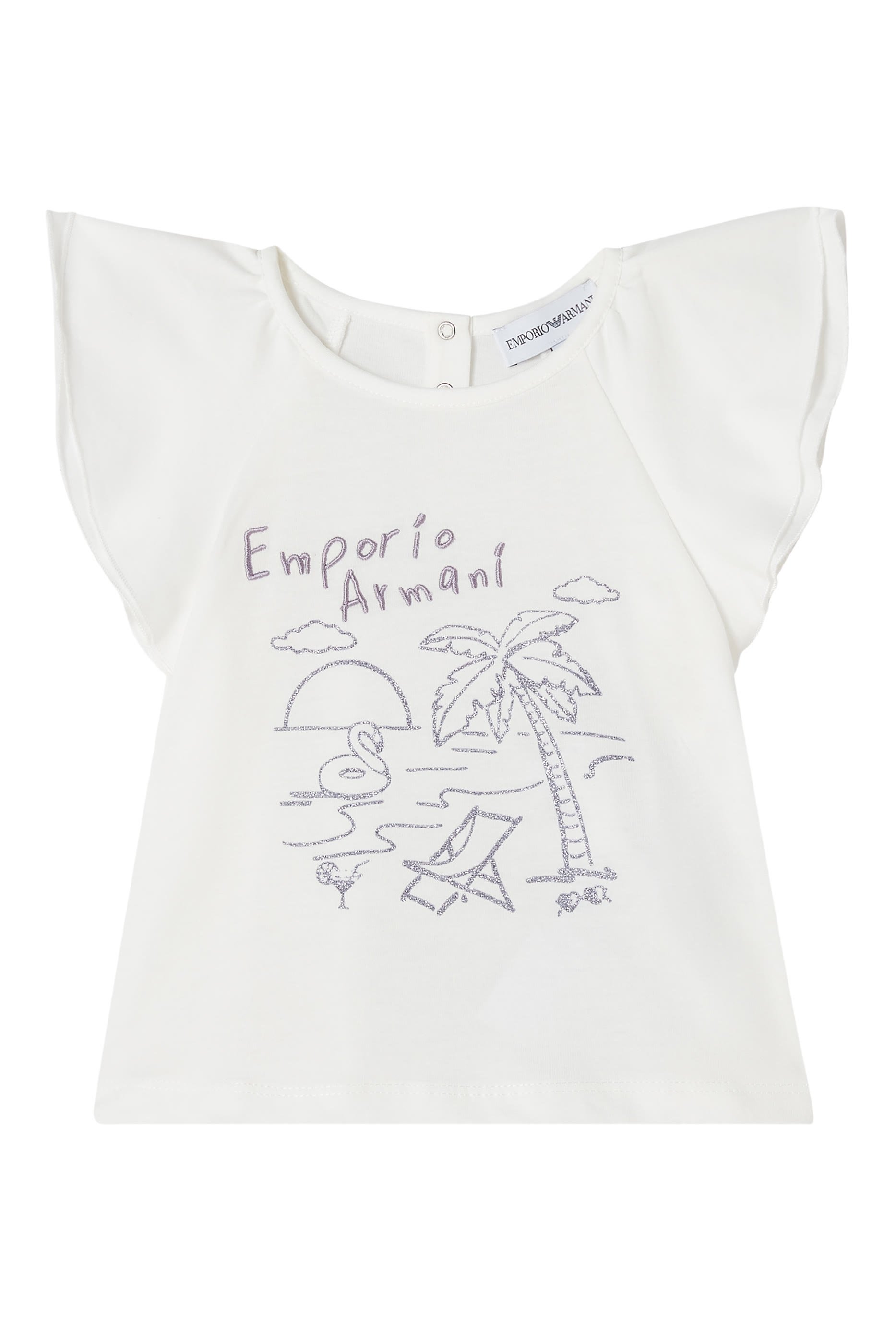 Kids Beach-Print Ruffled T-Shirt