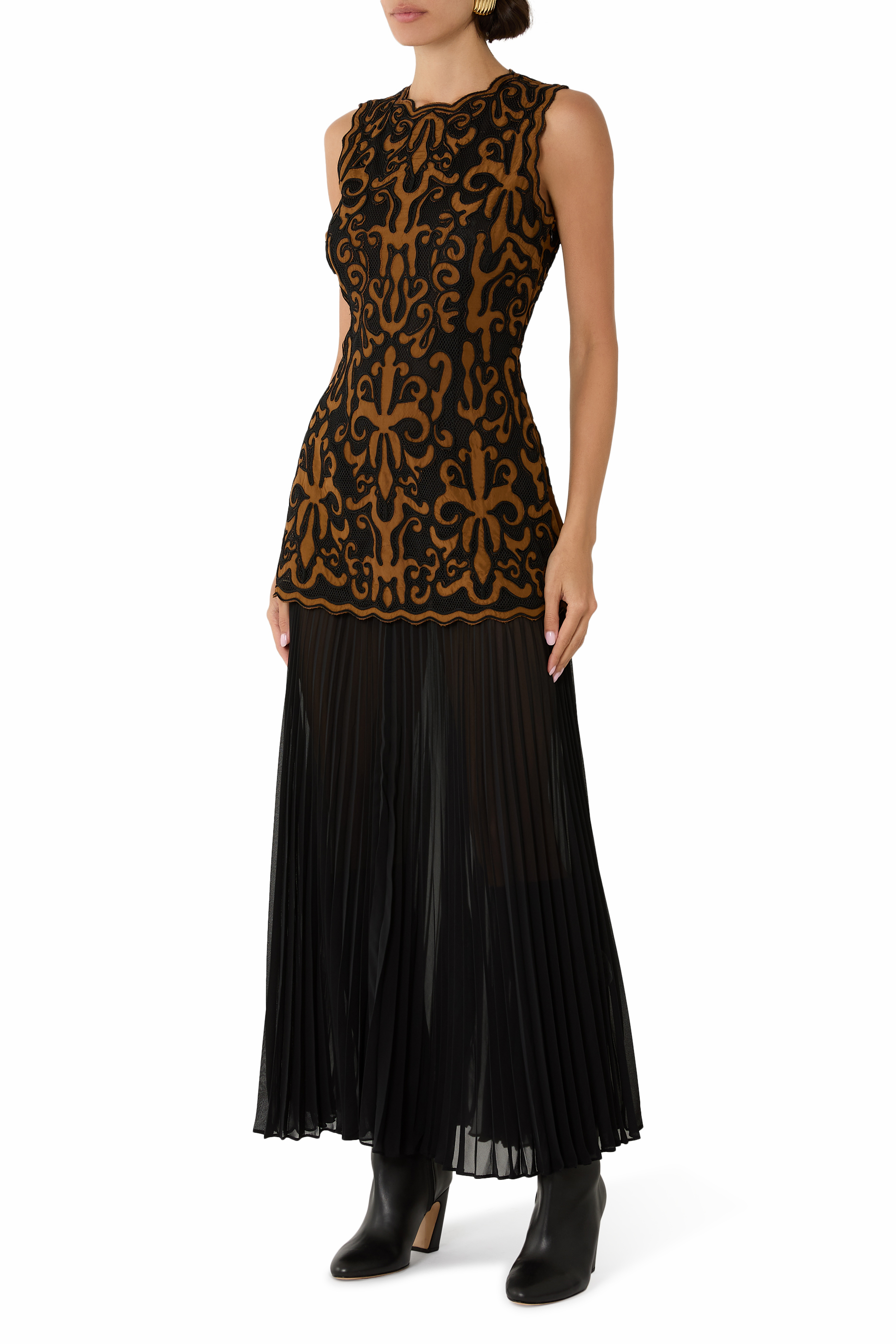 Auryn Applique Sleeveless Midi Dress