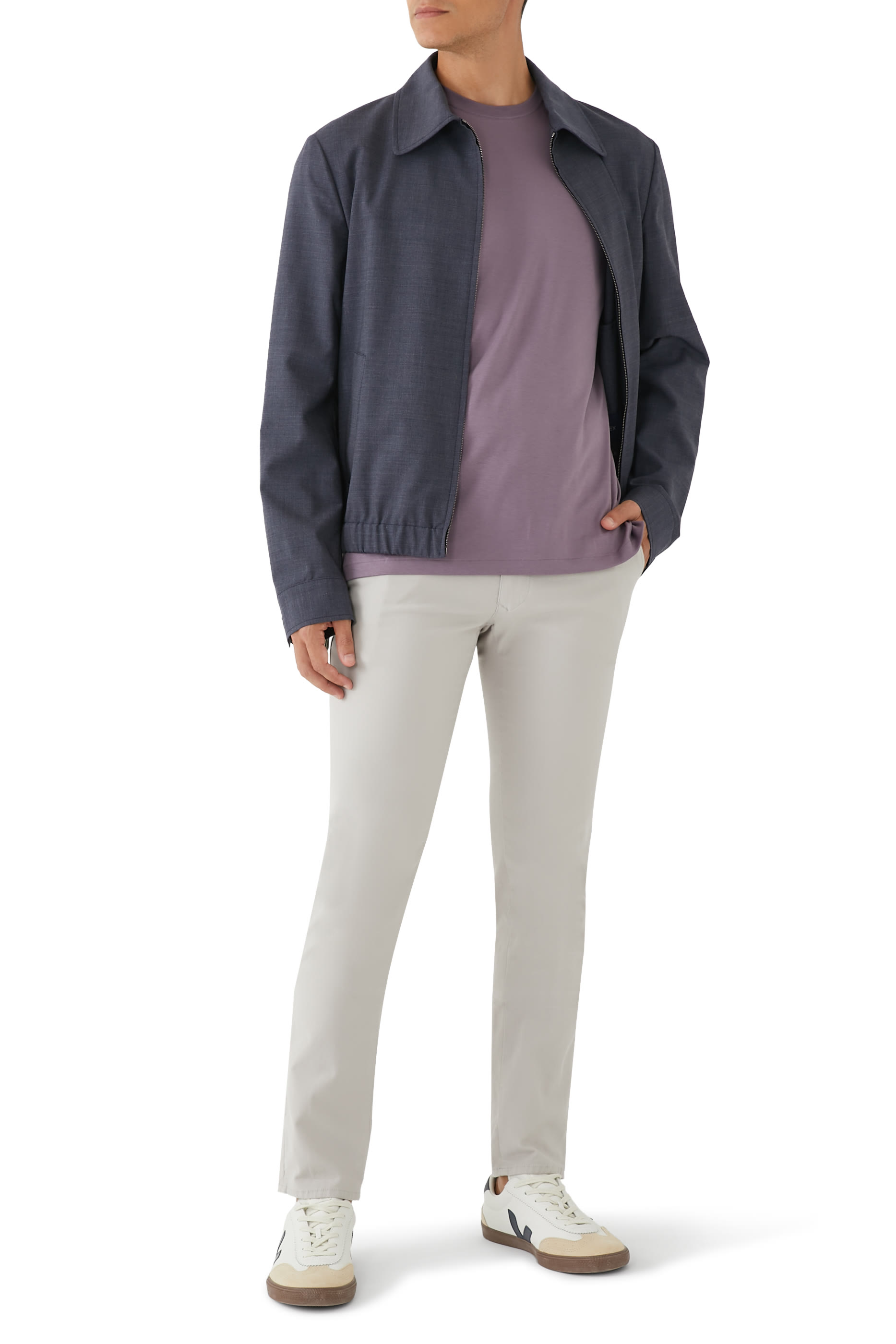 Slim-Fit Panama Cotton Trousers