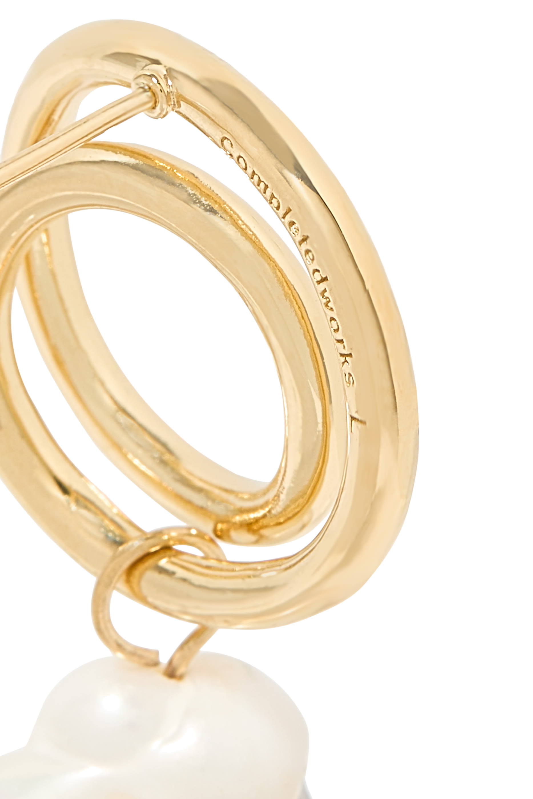 Coiling Earrings, 14K Yellow Gold Vermeil on Recycled Sterling Silver & Baroque Pearl