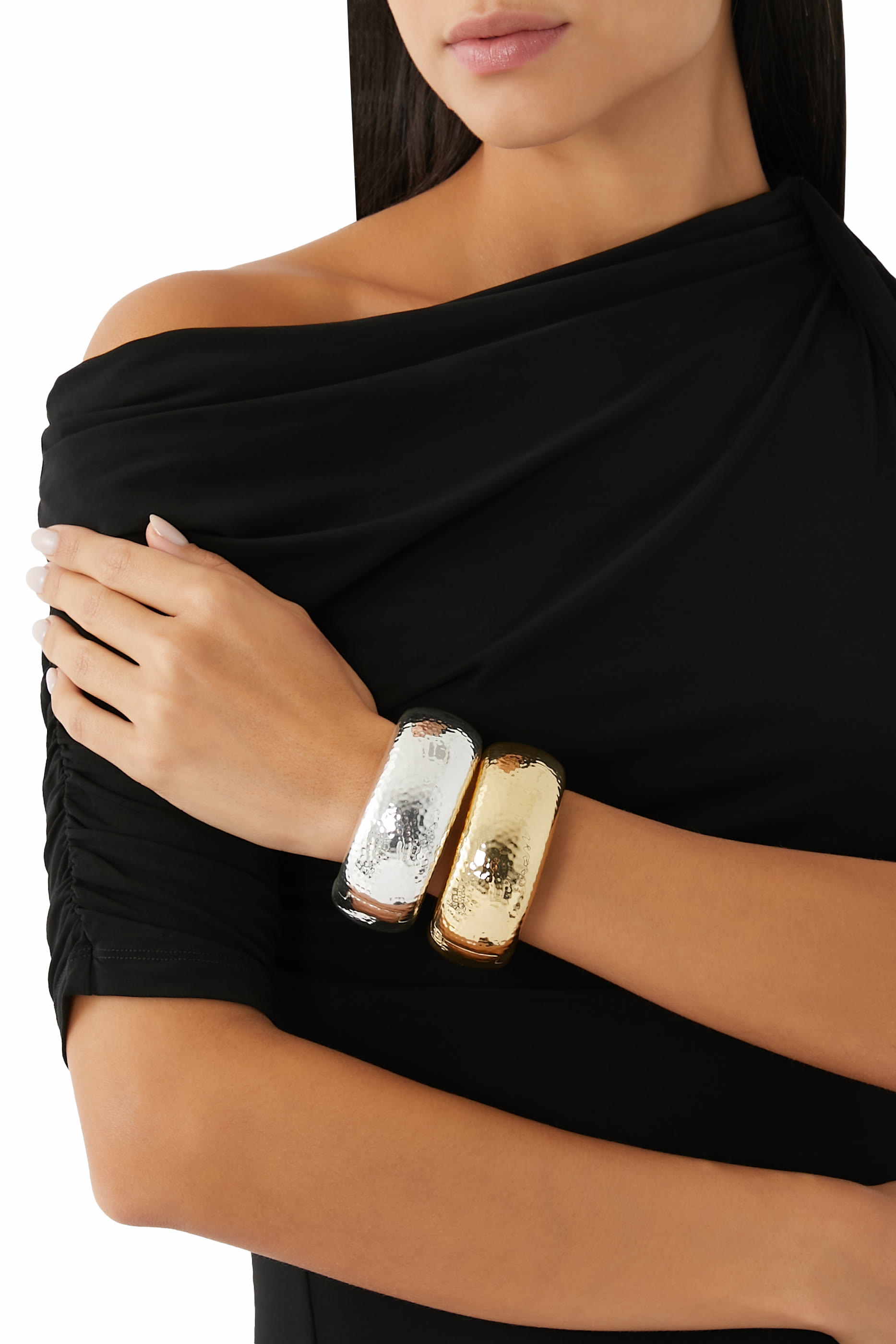 Domed Large Bangle , Silver Plated Brass