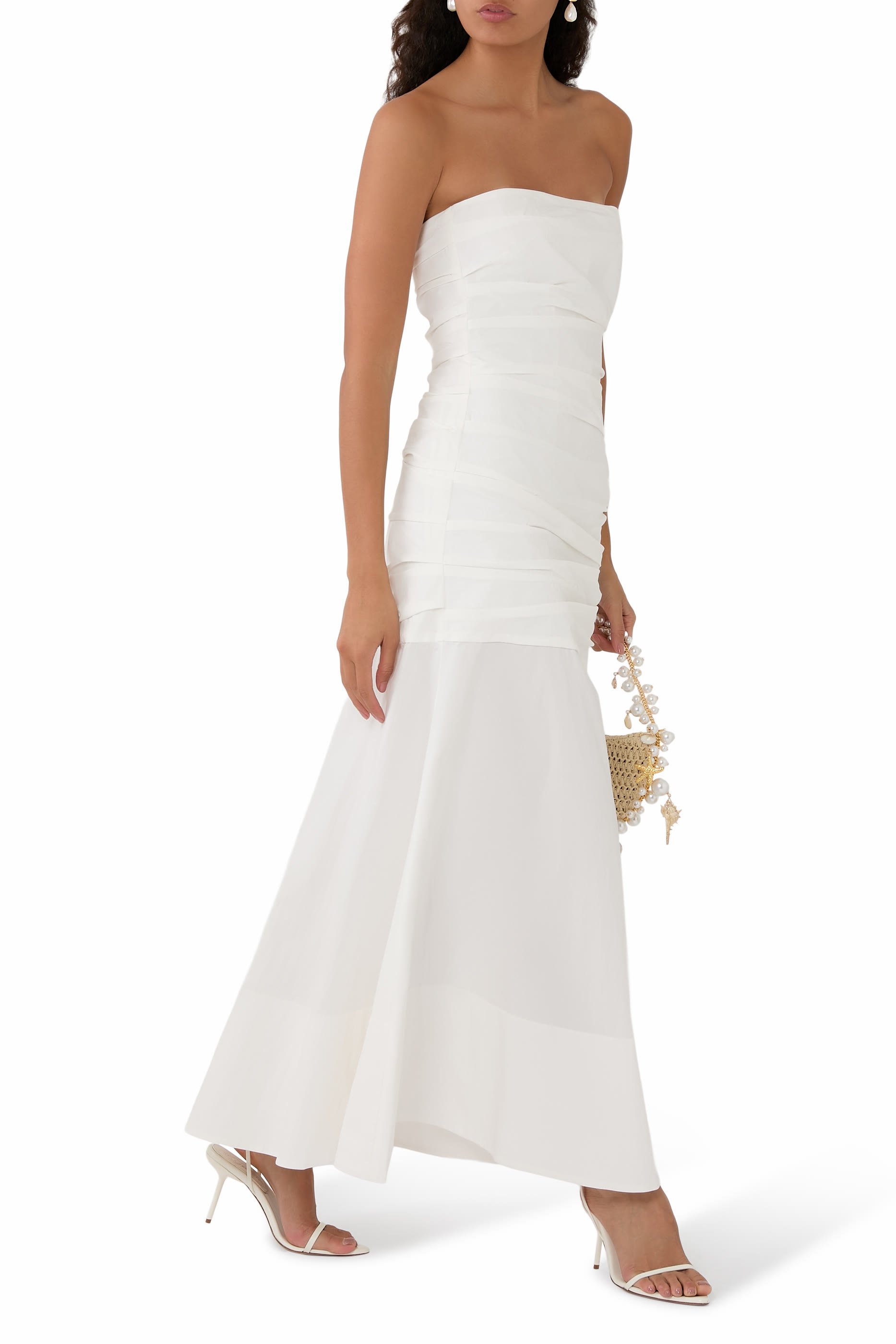 Gathered Strapless Longline Dress