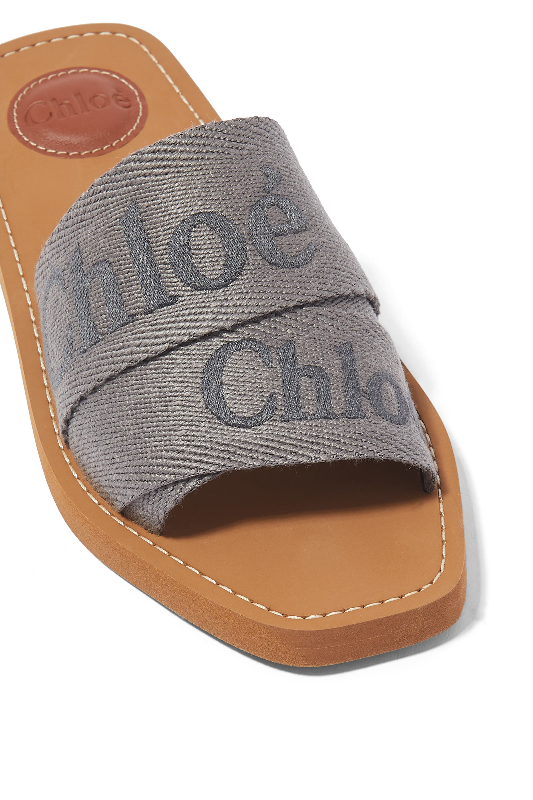 Woody Flat Linen Mules