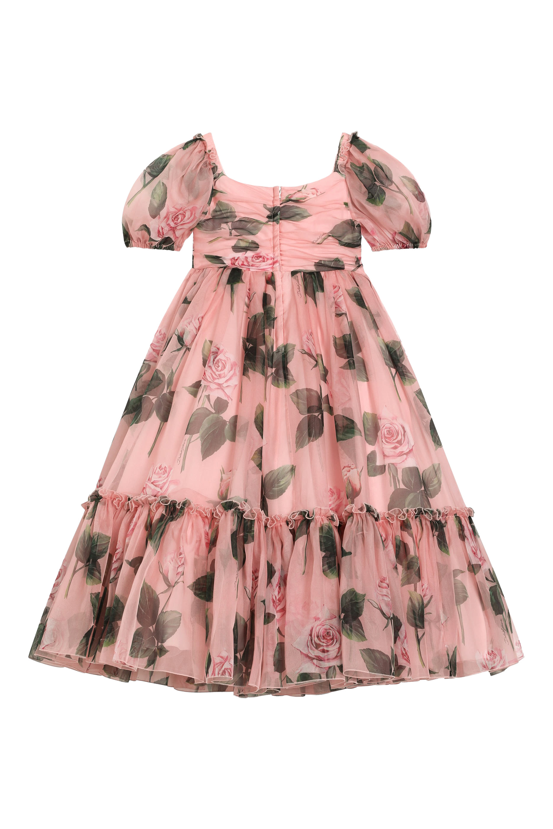 Kids Rose-Print Organza Dress