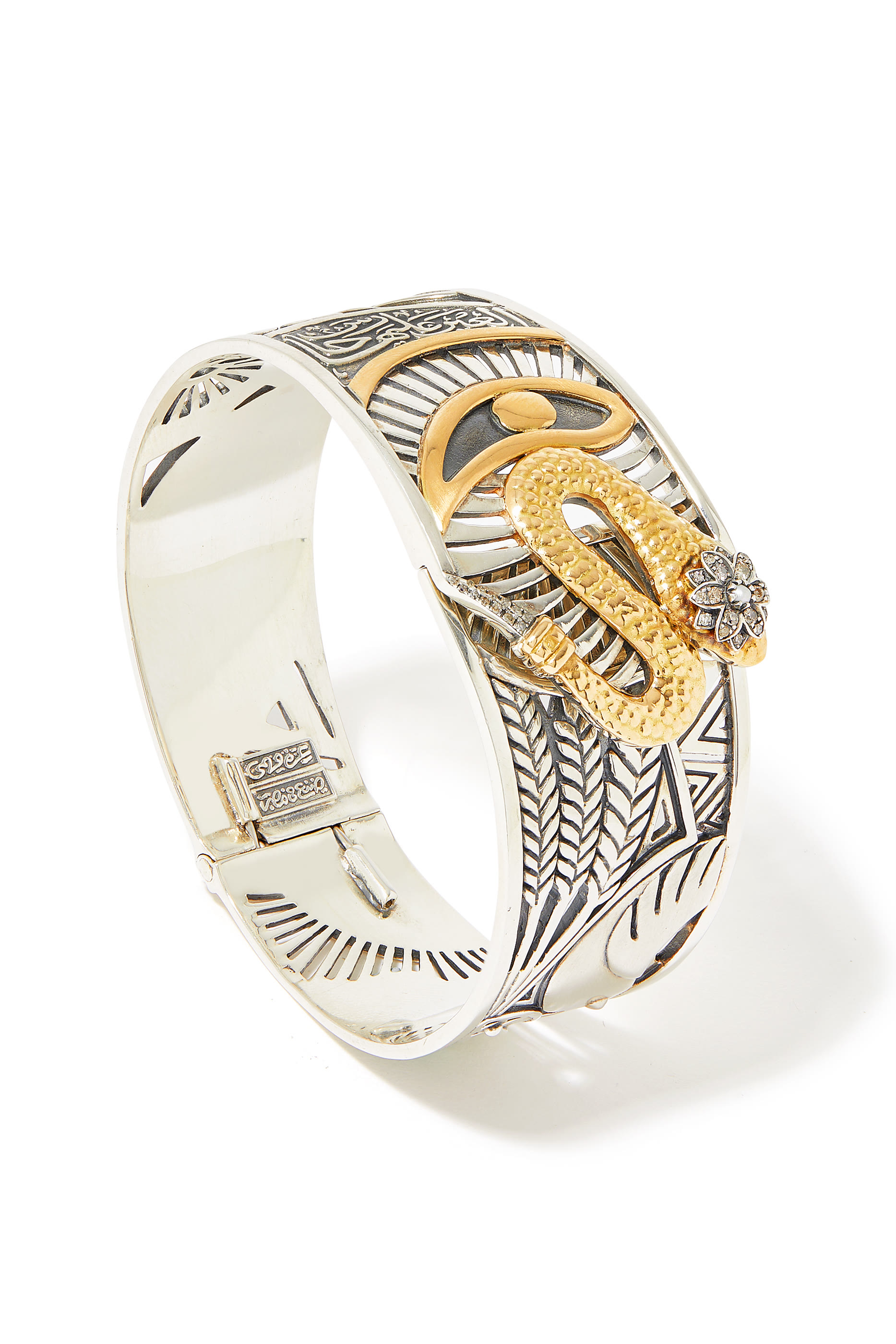 Talisman Cuff, 18k Gold & Topaz & Sapphire