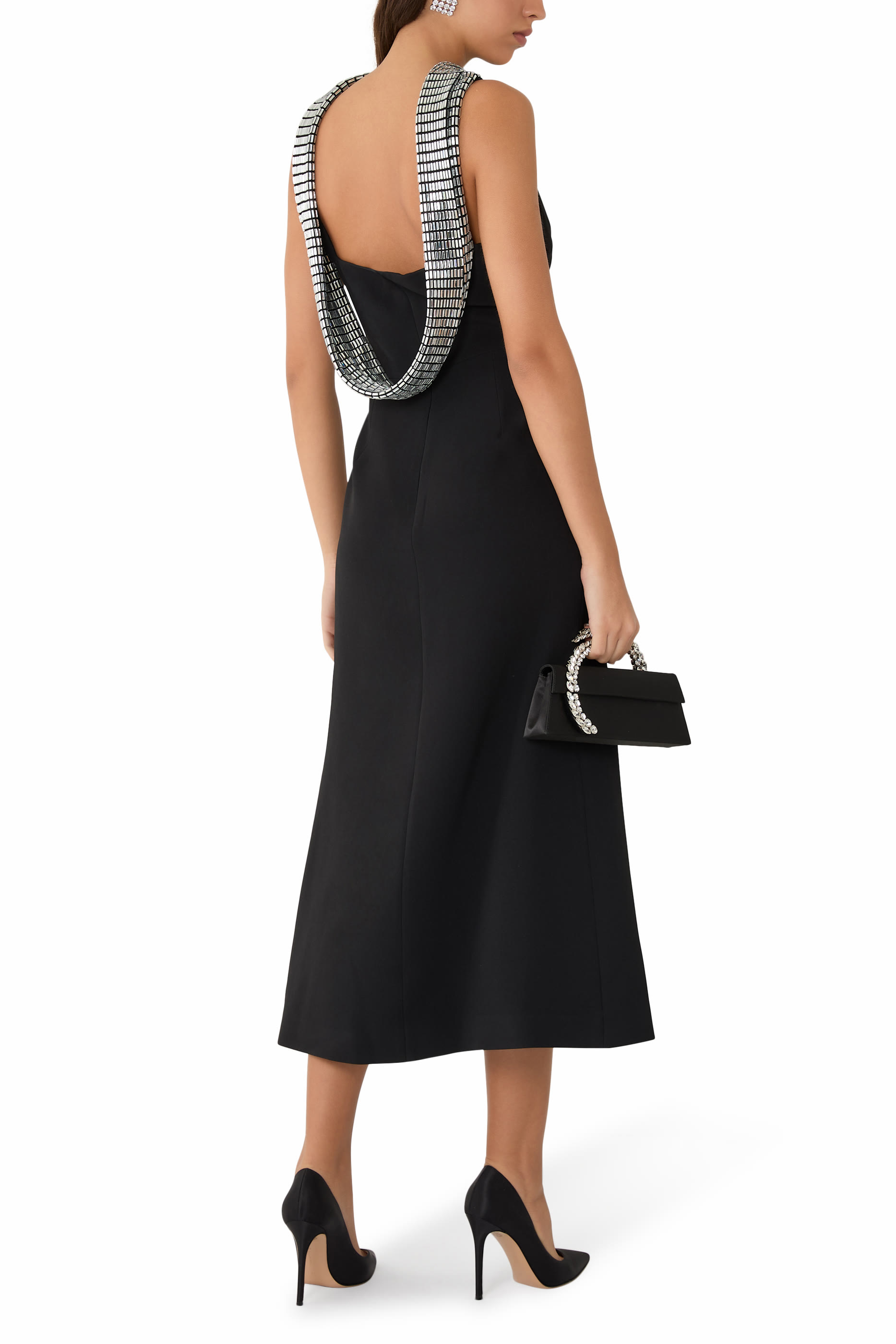 Crystal Rhinestone Embellished Midi Dress 