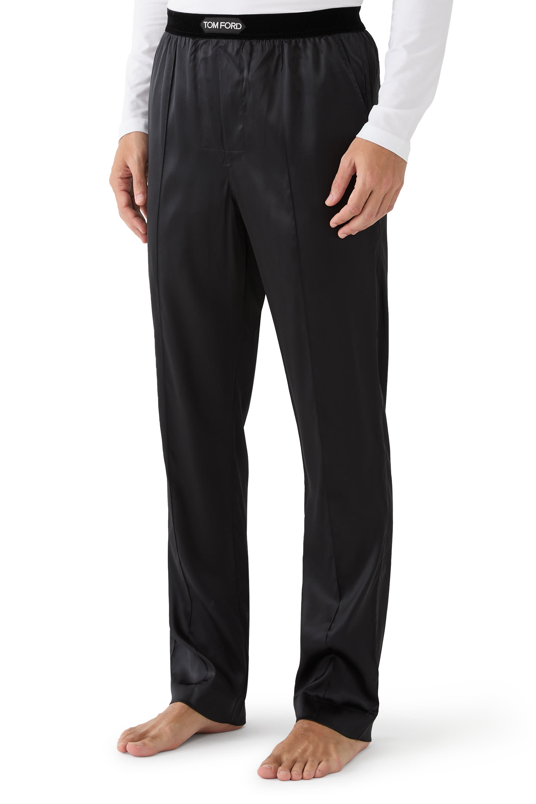 Logo Waistband Silk Pajama Trousers